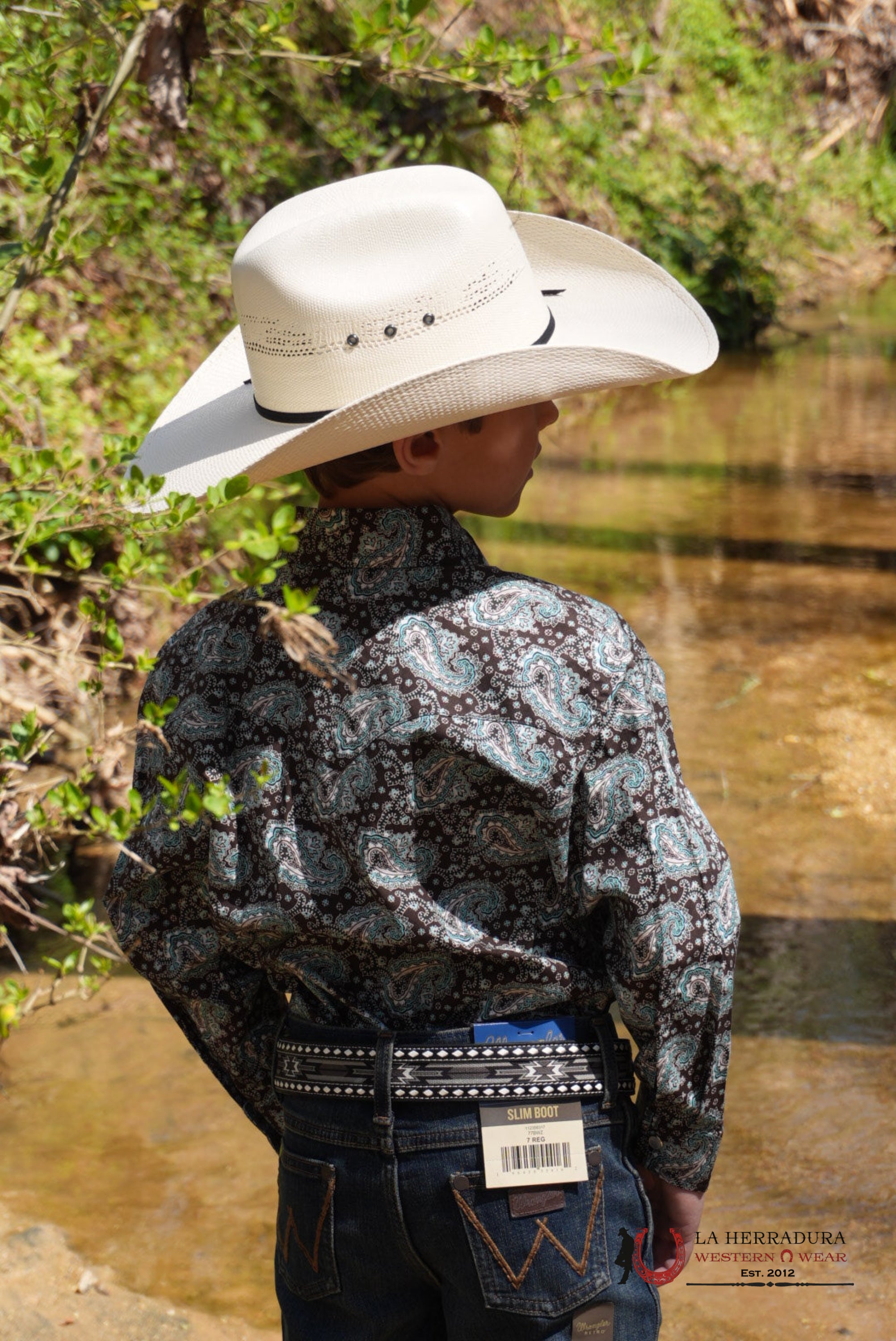 CINCH LONGSLEEVE BLUE WITH WESTERN PRINT SHIRT BOYS - 0370 NIÑOS
