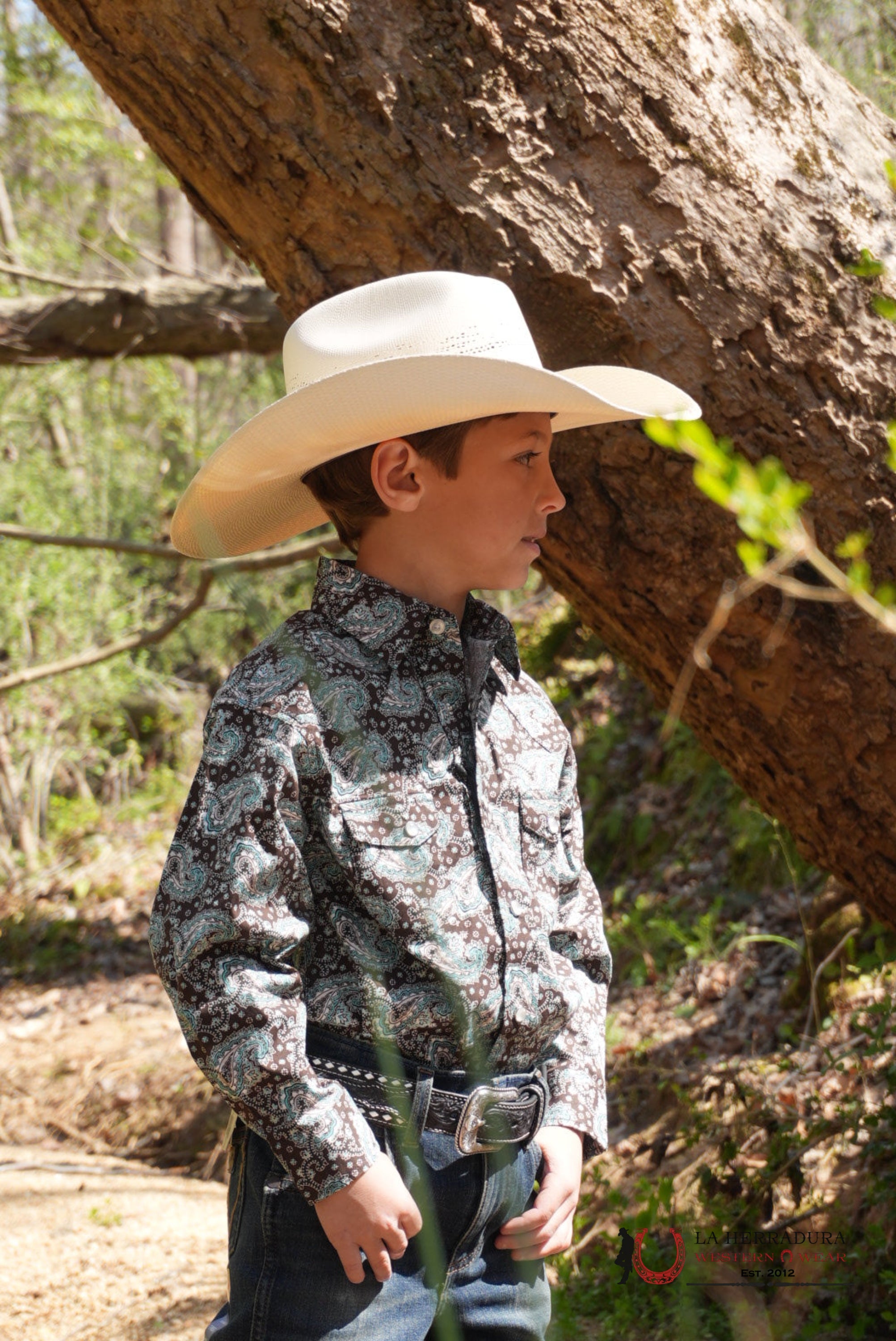 CINCH LONGSLEEVE BLUE WITH WESTERN PRINT SHIRT BOYS - 0370 NIÑOS