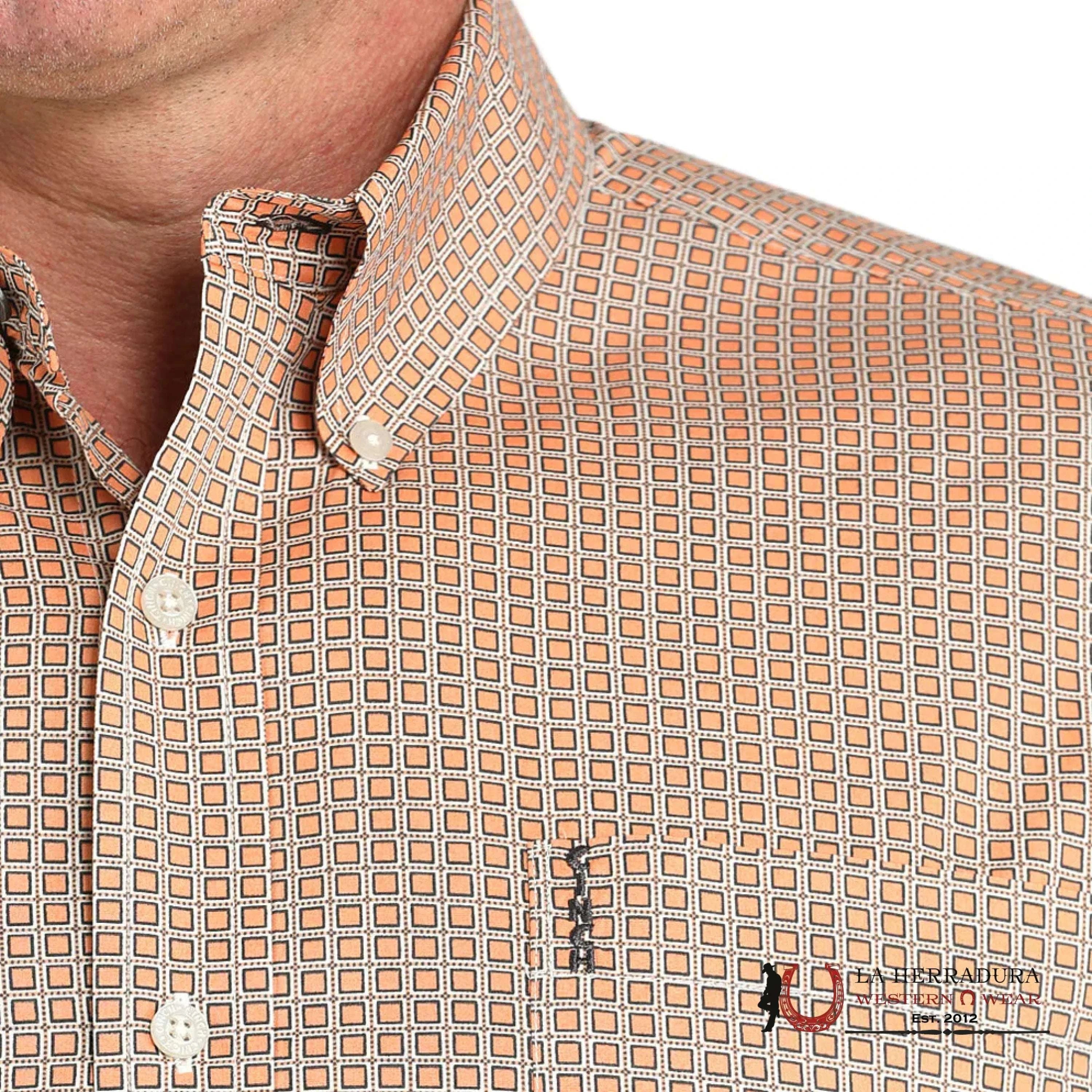 CINCH MEN BOTTON UP SHIRT ORANGE LINES MTW1347135 ROPA HOMBRES
