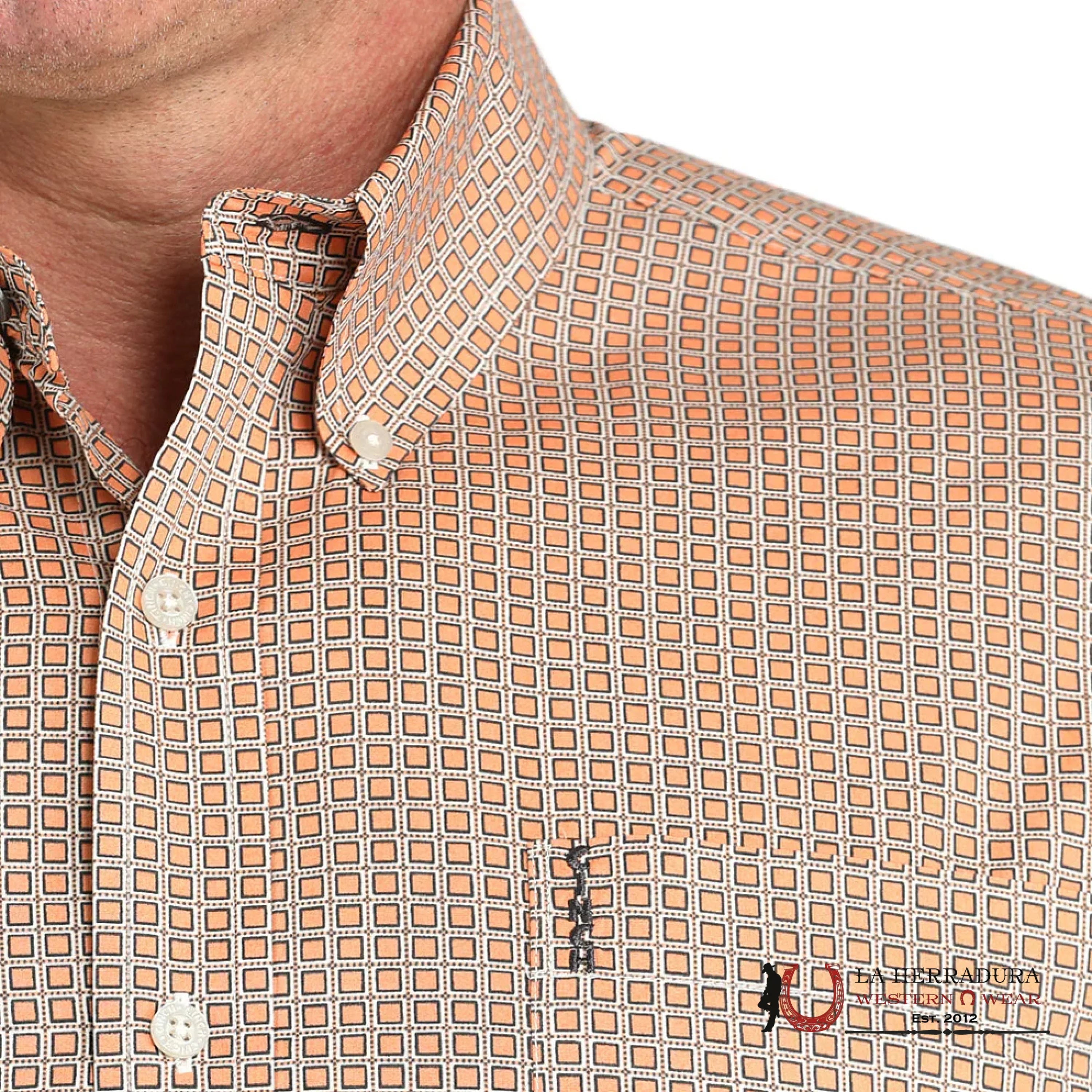 CINCH MEN BOTTON UP SHIRT ORANGE LINES MTW1347135 ROPA HOMBRES