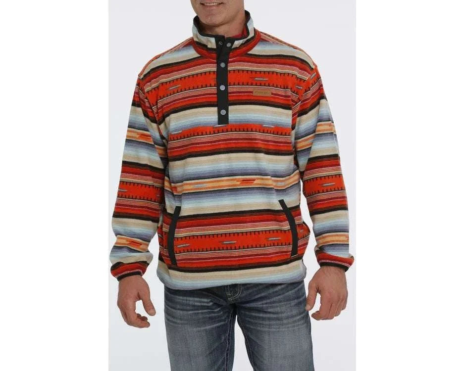 CINCH MENS Orange/Light Blue Aztec Pull Over MWK1514013 Laherradurawwnc.com