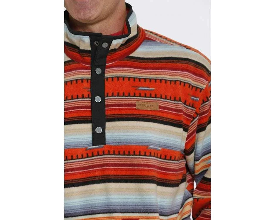 CINCH MENS Orange/Light Blue Aztec Pull Over MWK1514013 Laherradurawwnc.com