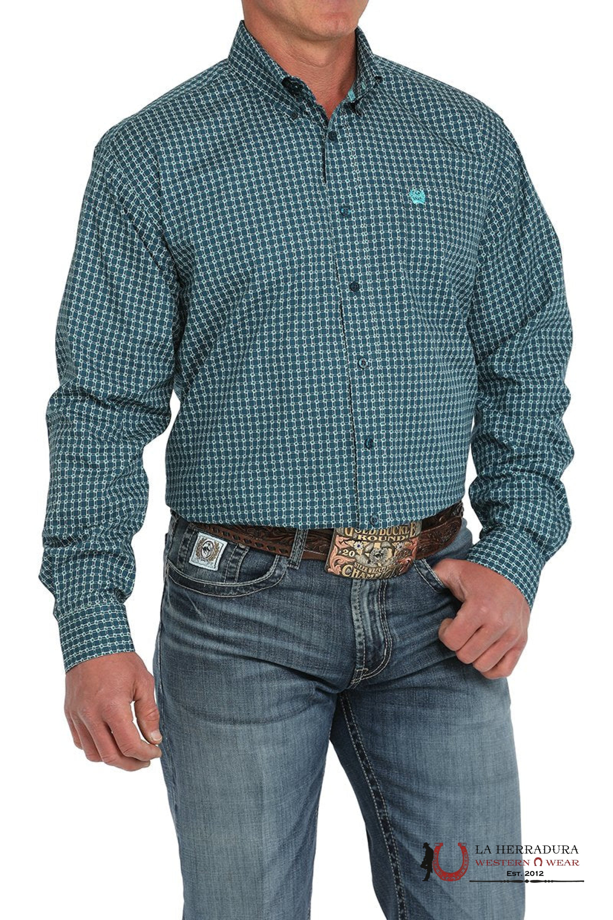 Cinch Men’s Blue Long Sleeve Shirt - 5898 ROPA HOMBRES