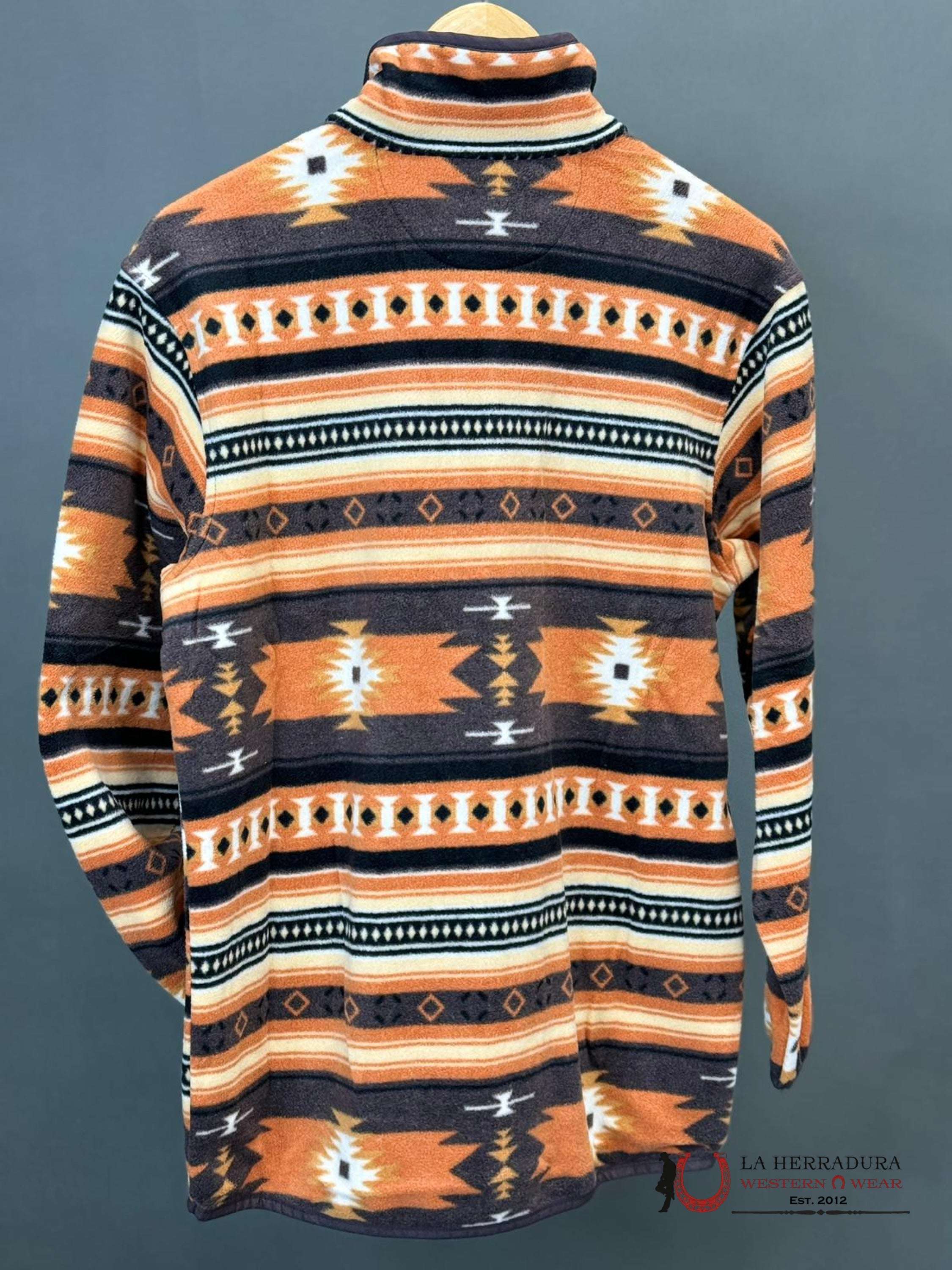Cinch Mens Burnt Orange Brown Aztec Pull Over Ropa Hombres