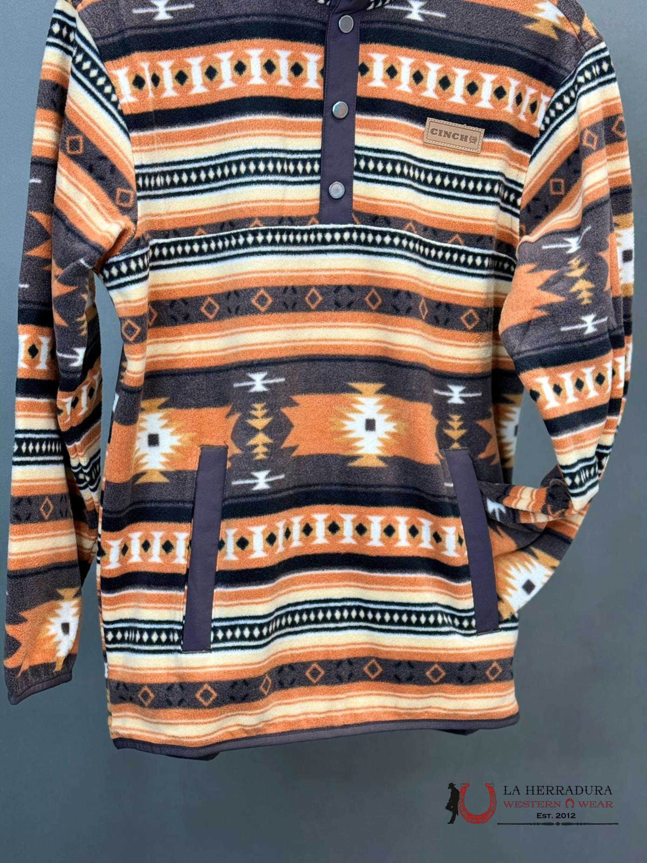 Cinch Mens Burnt Orange Brown Aztec Pull Over Ropa Hombres