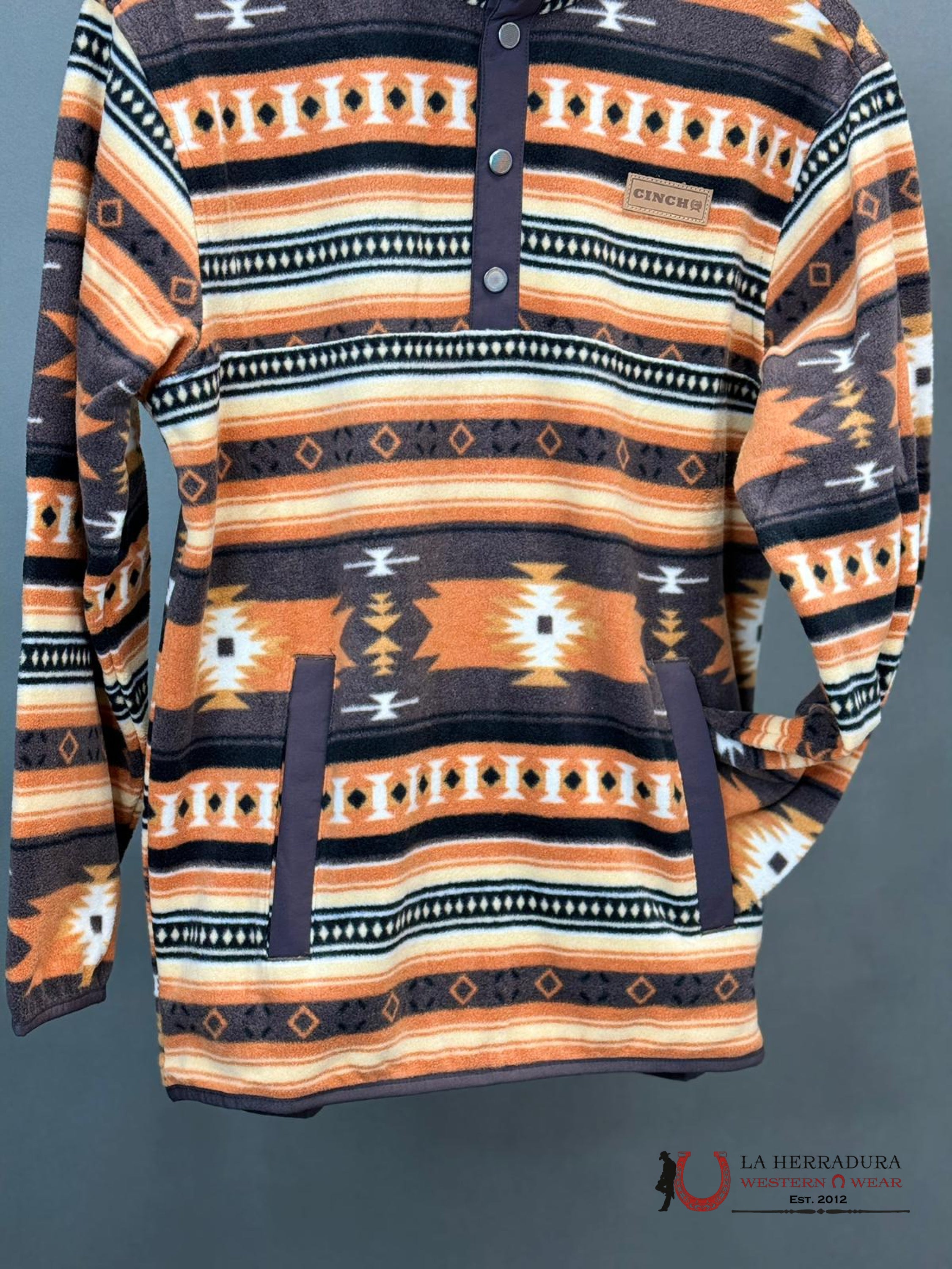 Cinch Mens Burnt Orange Brown Aztec Pull Over Ropa Hombres