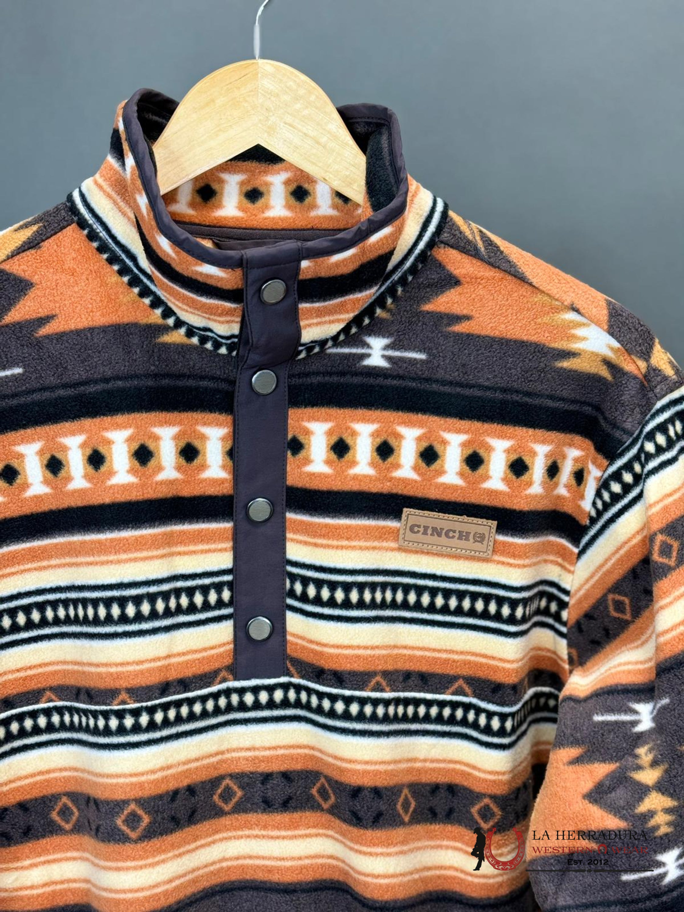 Cinch Mens Burnt Orange Brown Aztec Pull Over Ropa Hombres