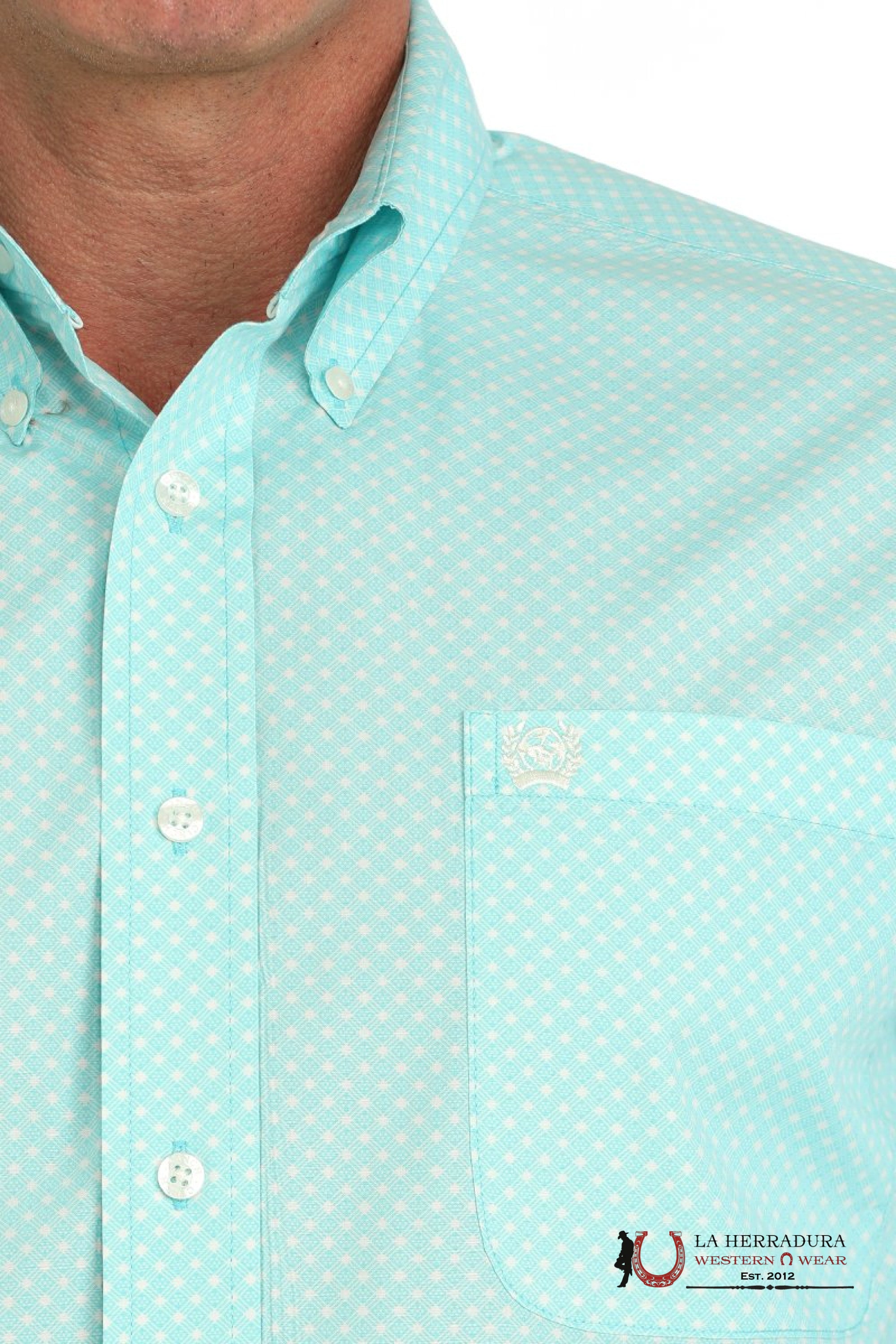 Cinch Men’s Light Turquoise Long Sleeve Shirt - 5905 ROPA HOMBRES