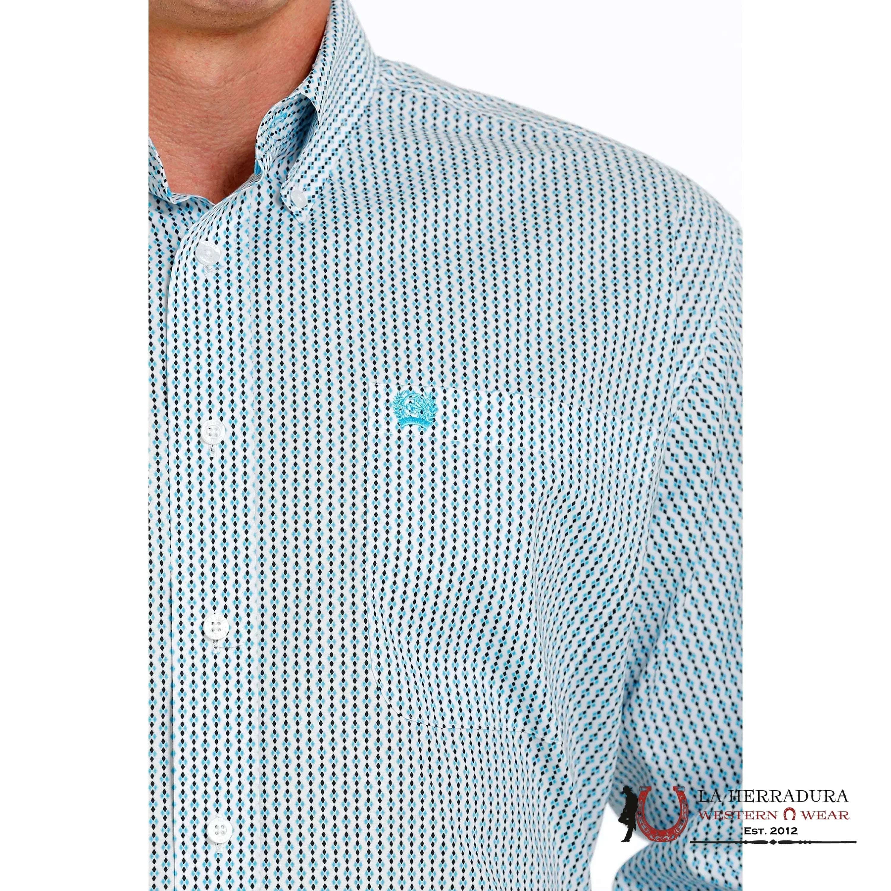 CINCH MEN’S MEDALLION PRINT BUTTON-DOWN WESTERN SHIRT - BLUE MTW1105605 ROPA HOMBRES