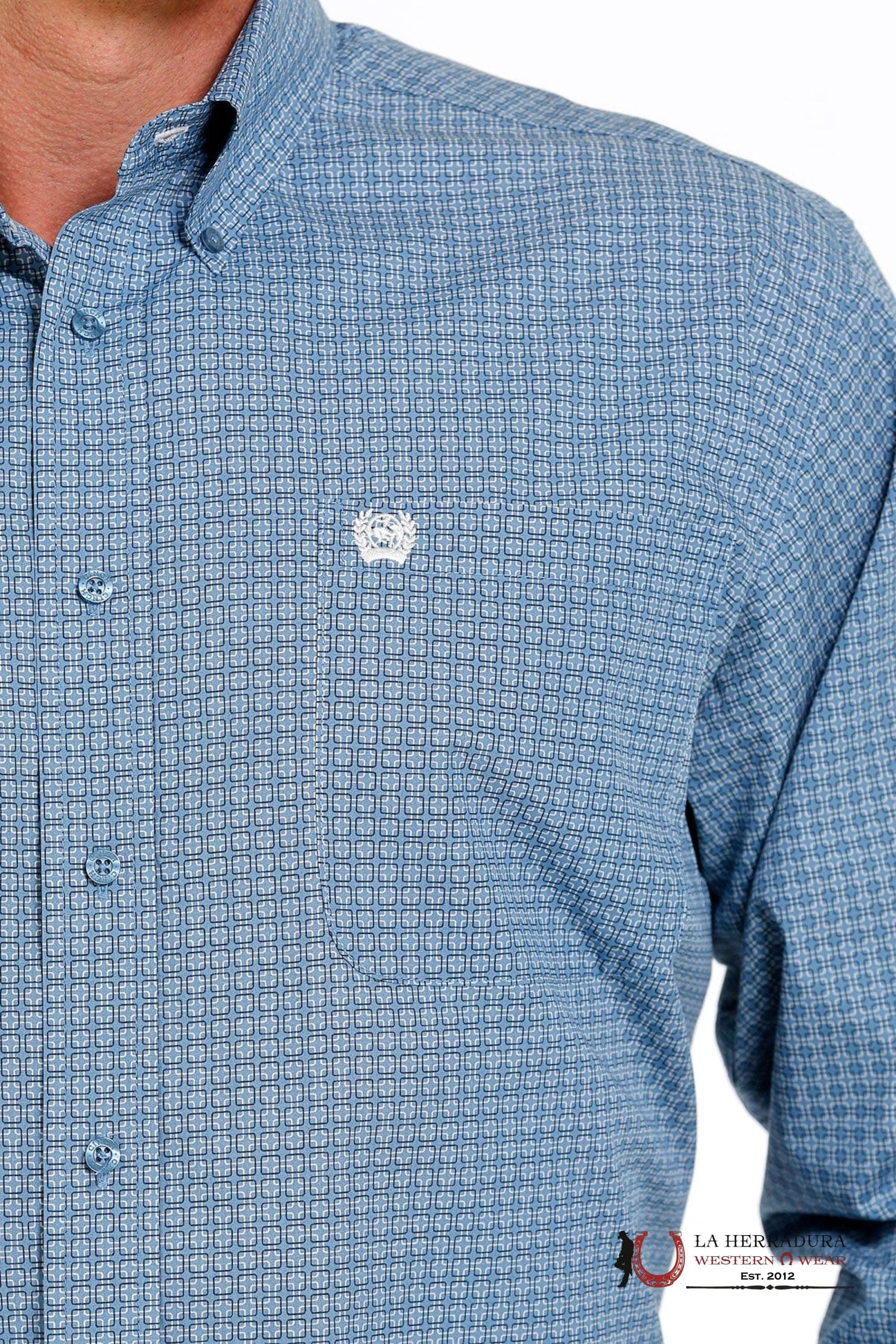 CINCH MEN’S MEDALLION PRINT BUTTON-DOWN WESTERN SHIRT - BLUE MTW1105629 ROPA HOMBRES