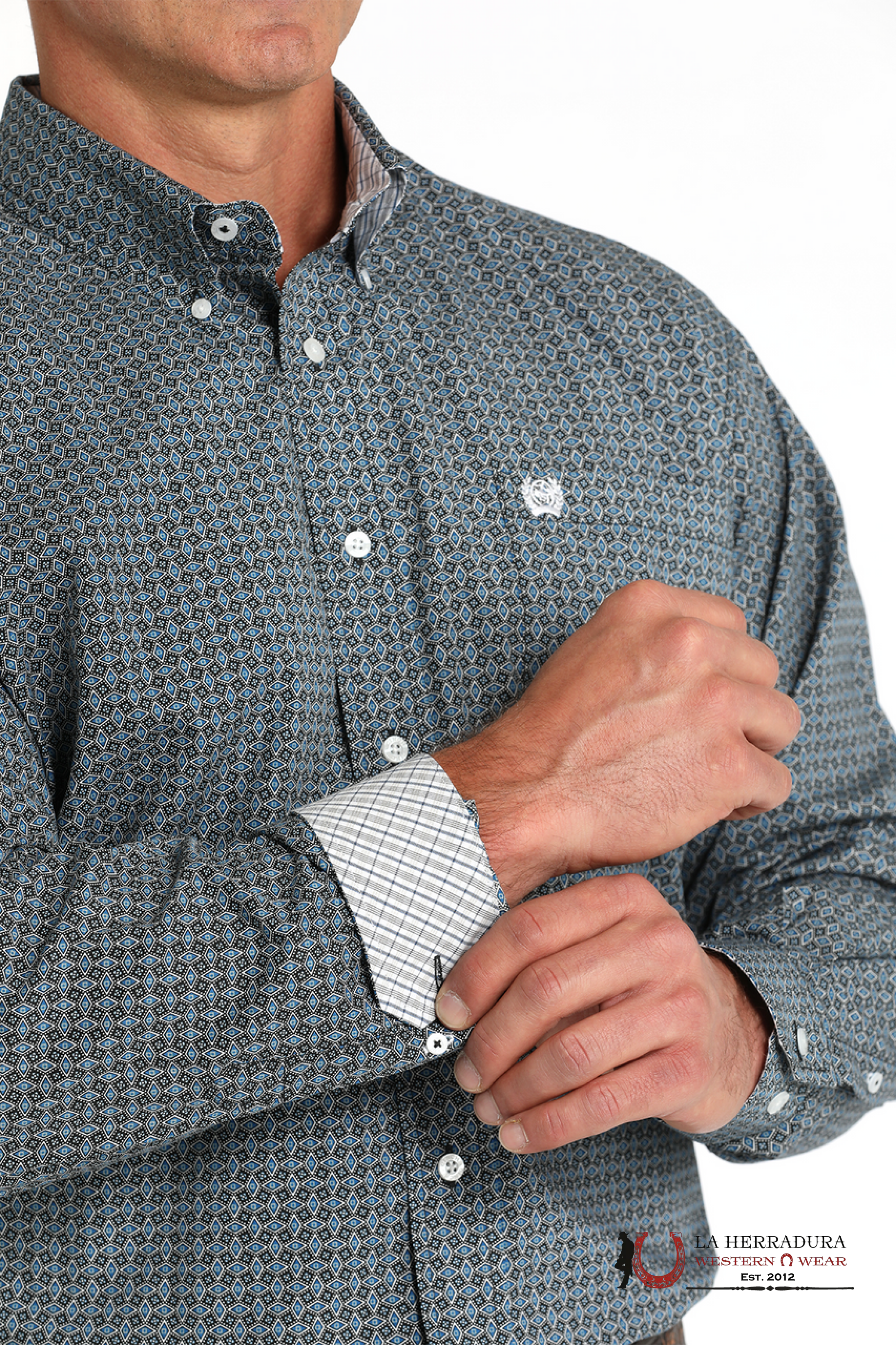 CINCH MEN’S MEDALLION PRINT BUTTON-DOWN WESTERN SHIRT - BLUE MTW1105793 ROPA HOMBRES