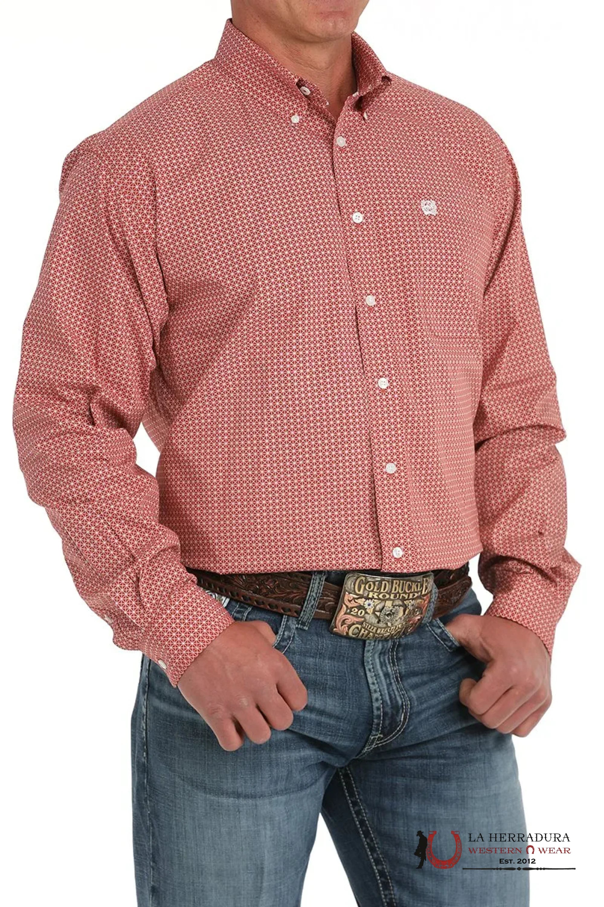 CINCH MEN’S MEDALLION PRINT BUTTON-DOWN WESTERN SHIRT - RED MTW1105871 ROPA HOMBRES