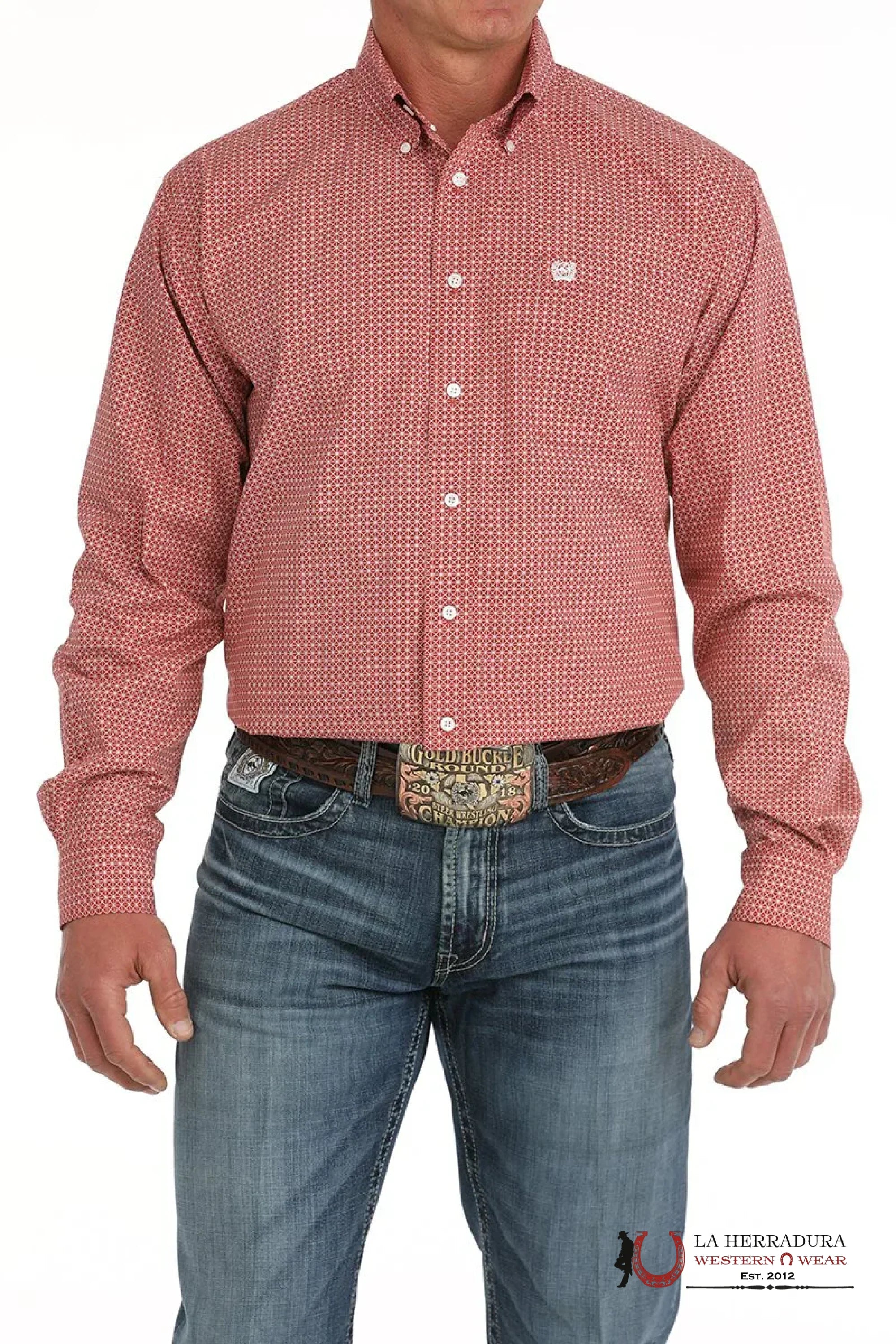CINCH MEN’S MEDALLION PRINT BUTTON-DOWN WESTERN SHIRT - RED MTW1105871 ROPA HOMBRES