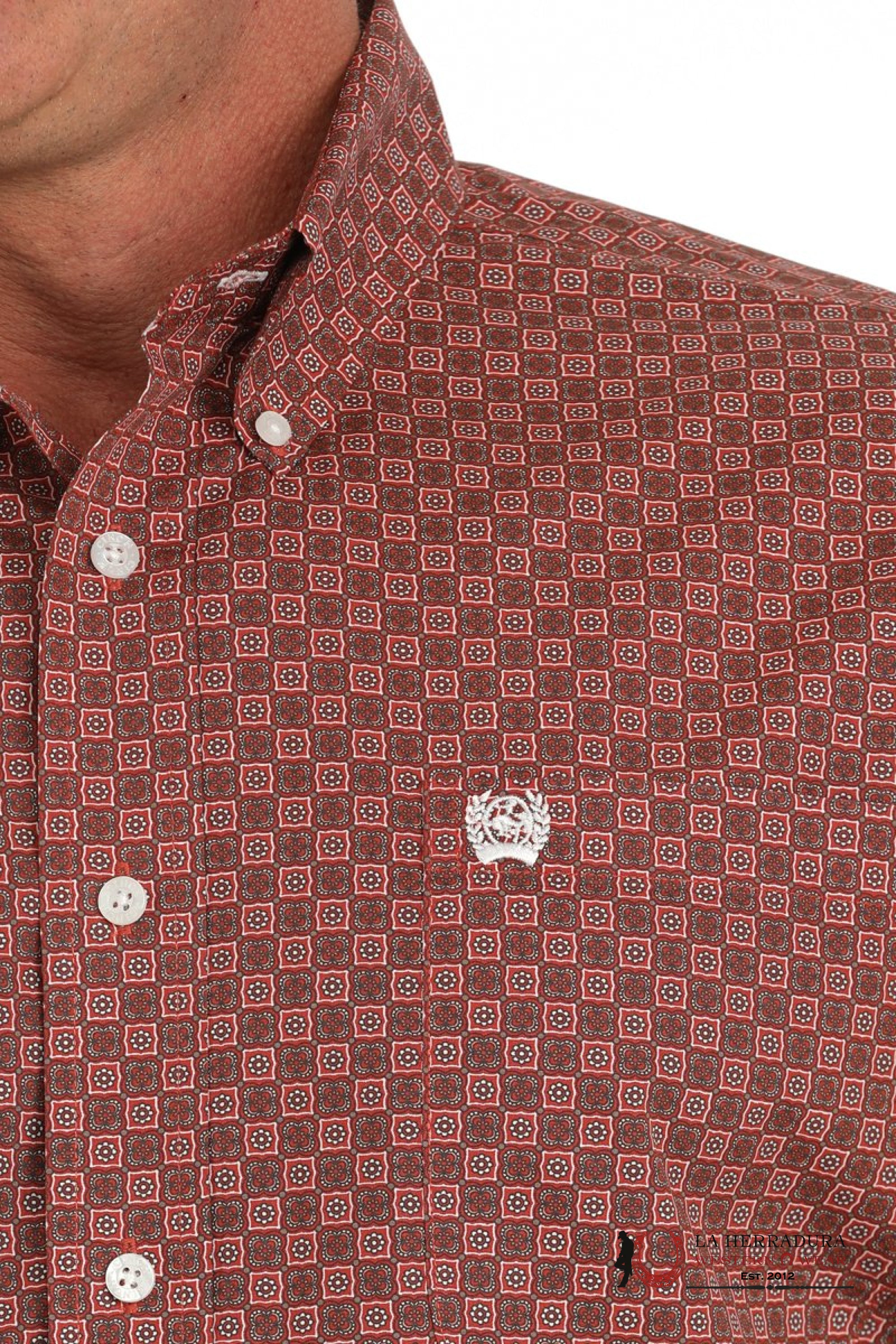Cinch Men’s Medallion Print Button Down Western Shirt Red - 5872 Ropa Hombres