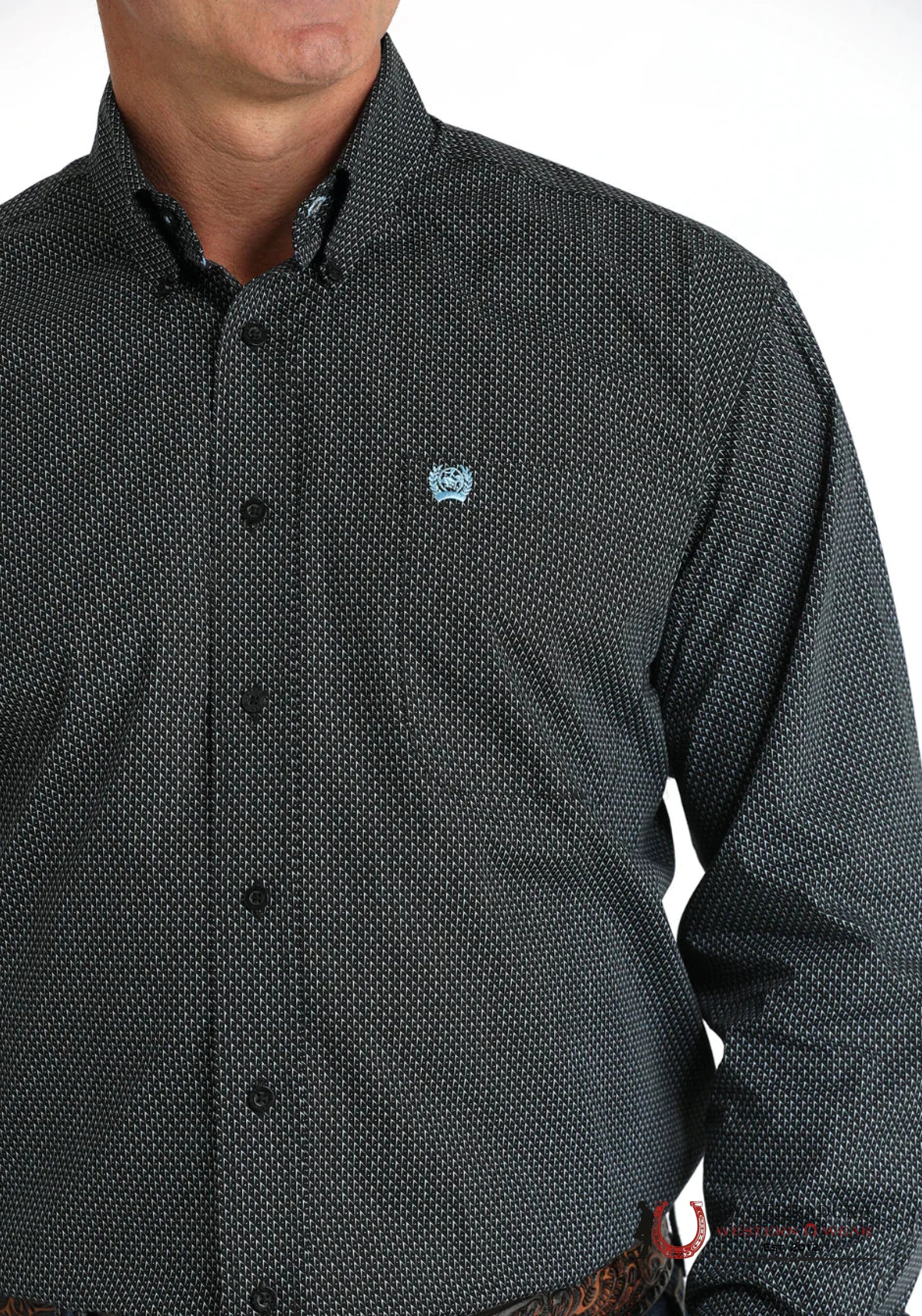 CINCH MEN’S MODERN FIT GEOMETRIC PRINT BUTTON-DOWN WESTERN SHIRT - BLACK MTW1105799 ROPA HOMBRES
