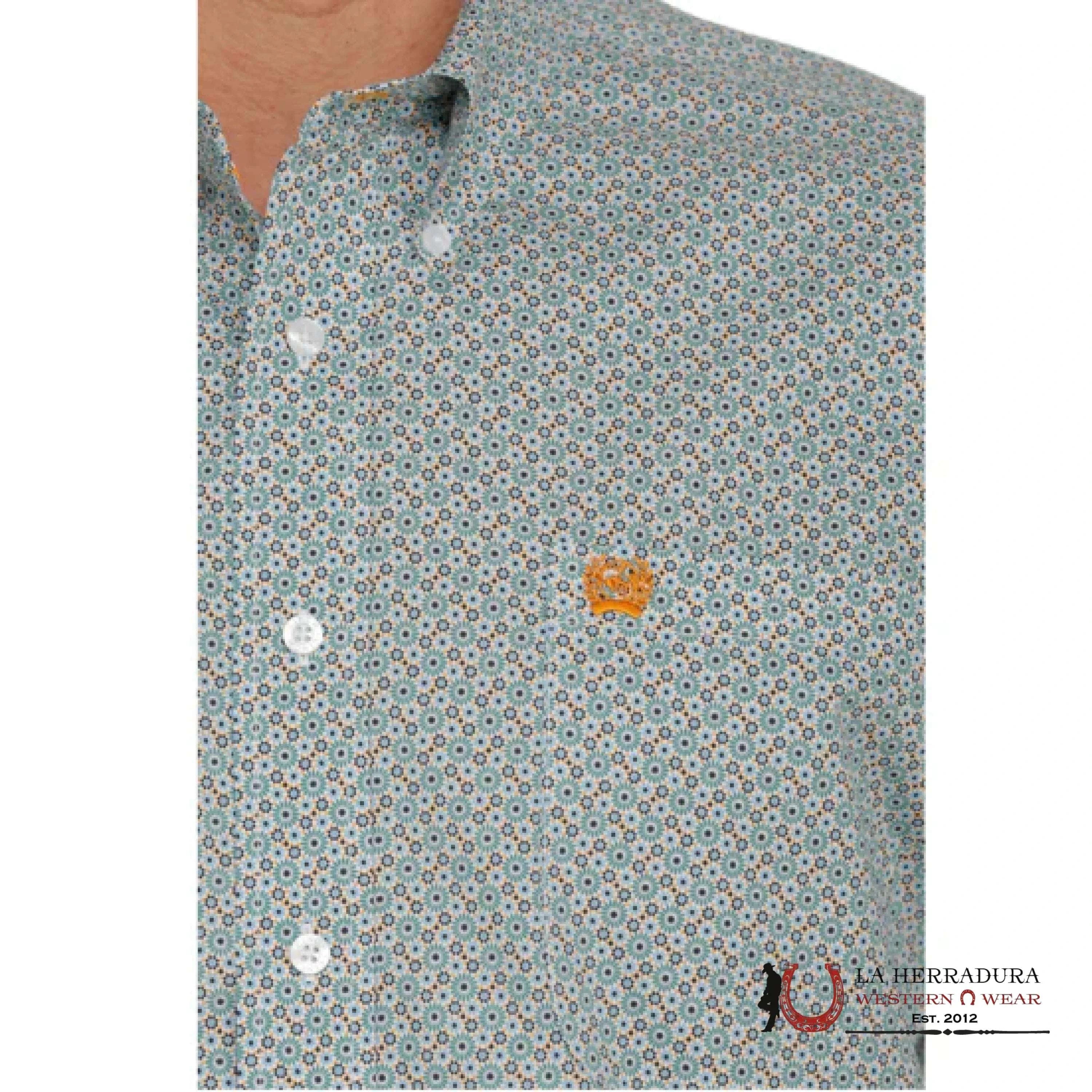 CINCH MEN’S MODERN FIT GEOMETRIC PRINT BUTTON-DOWN WESTERN SHIRT - GREEN MTW1105409 ROPA HOMBRES