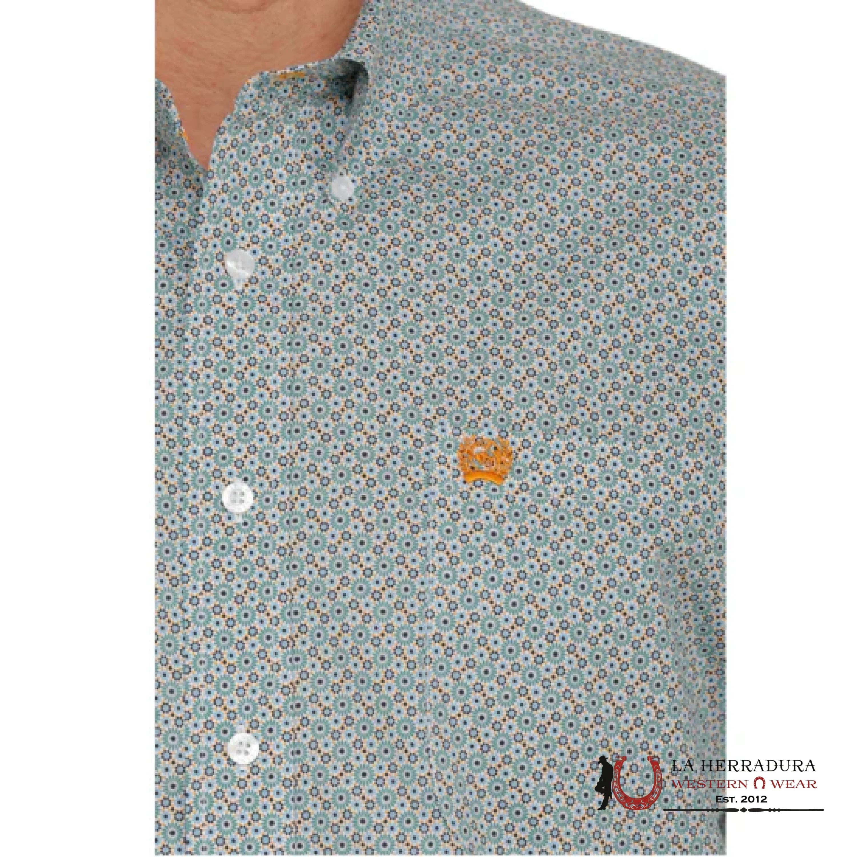 CINCH MEN’S MODERN FIT GEOMETRIC PRINT BUTTON-DOWN WESTERN SHIRT - GREEN MTW1105409 ROPA HOMBRES