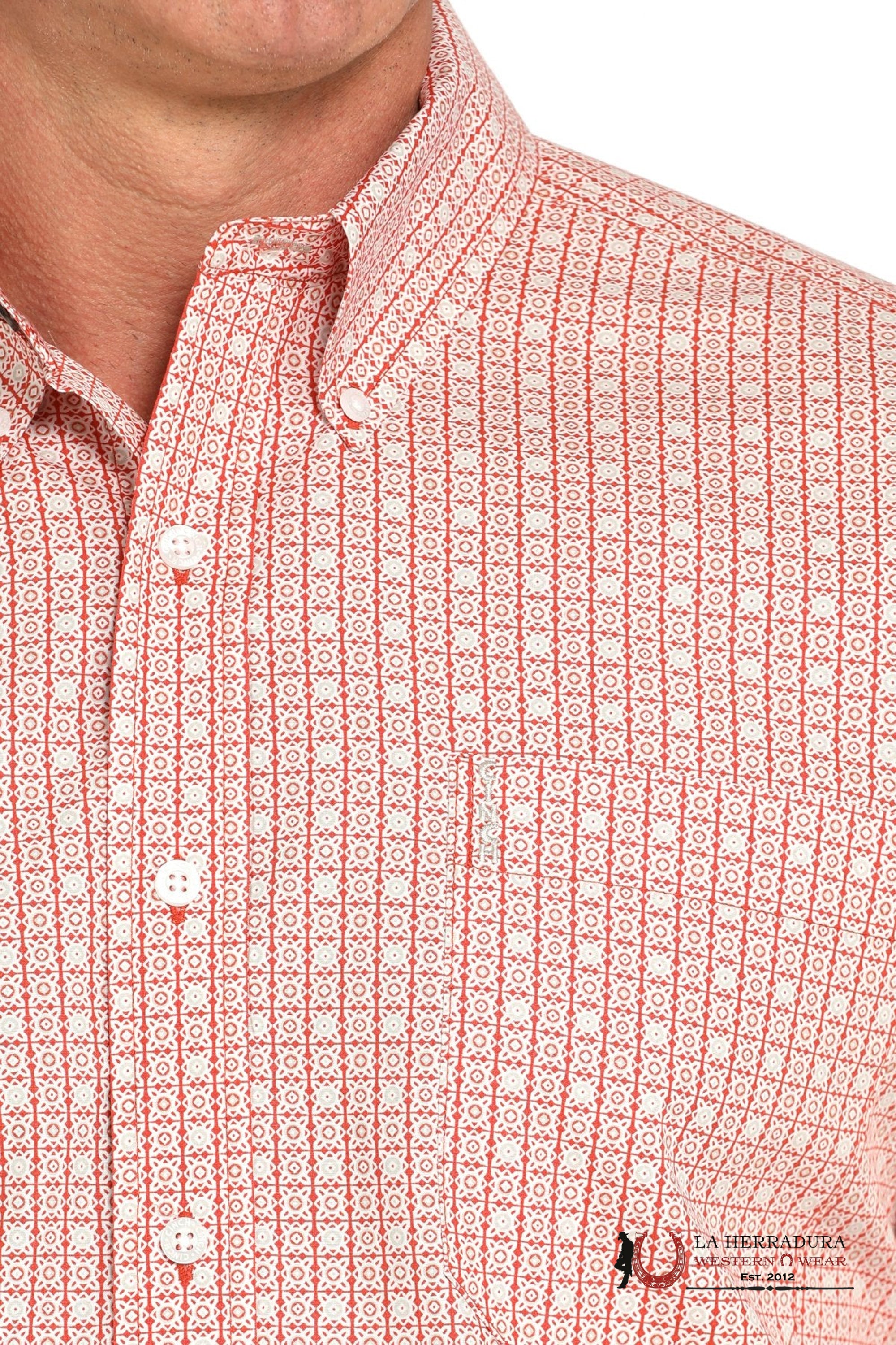 CINCH MEN’S MODERN FIT SQUARE PRINT BUTTON-DOWN WESTERN SHIRT - RED MTW1347134 ROPA HOMBRES
