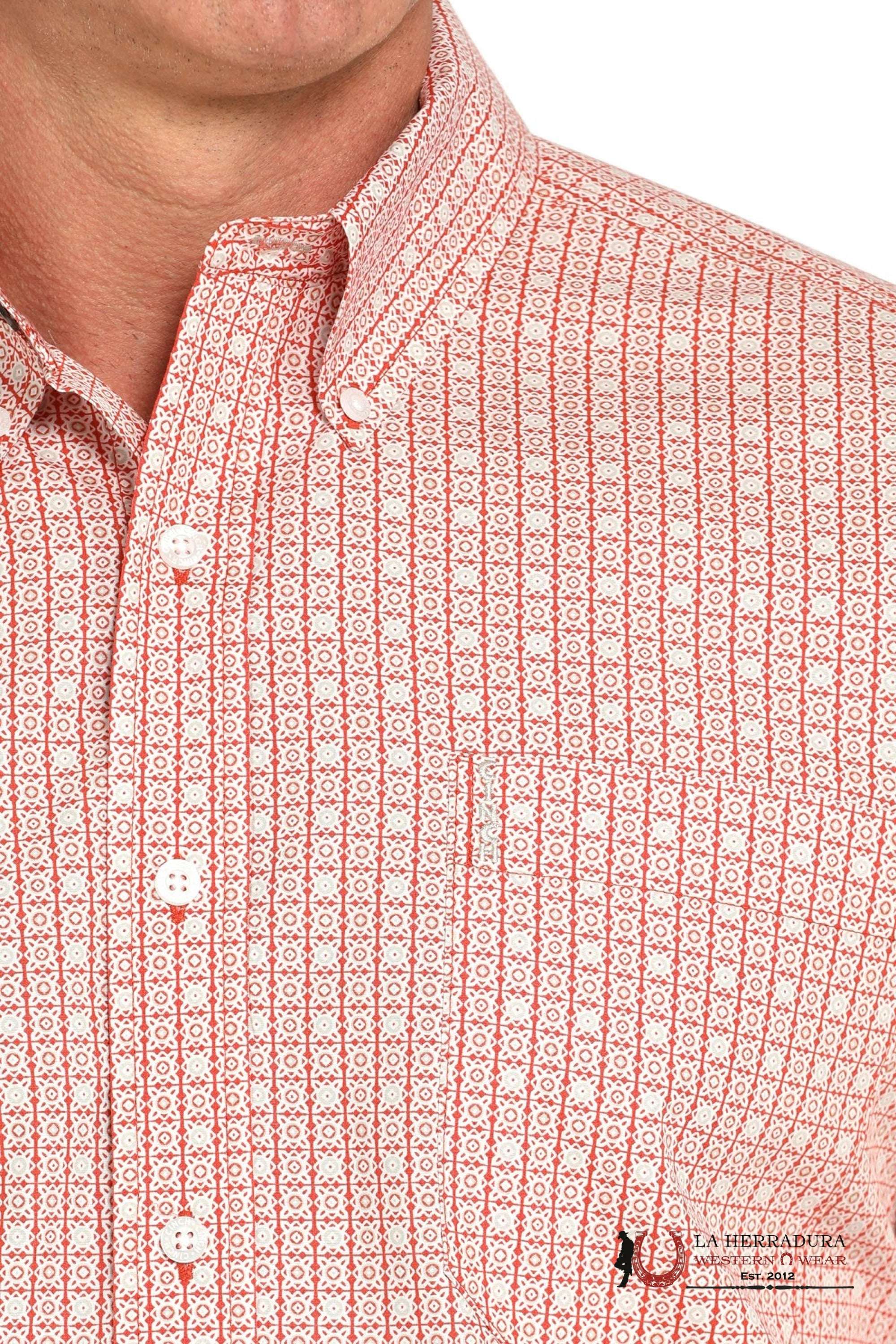 CINCH MEN’S MODERN FIT SQUARE PRINT BUTTON-DOWN WESTERN SHIRT - RED MTW1347134 ROPA HOMBRES