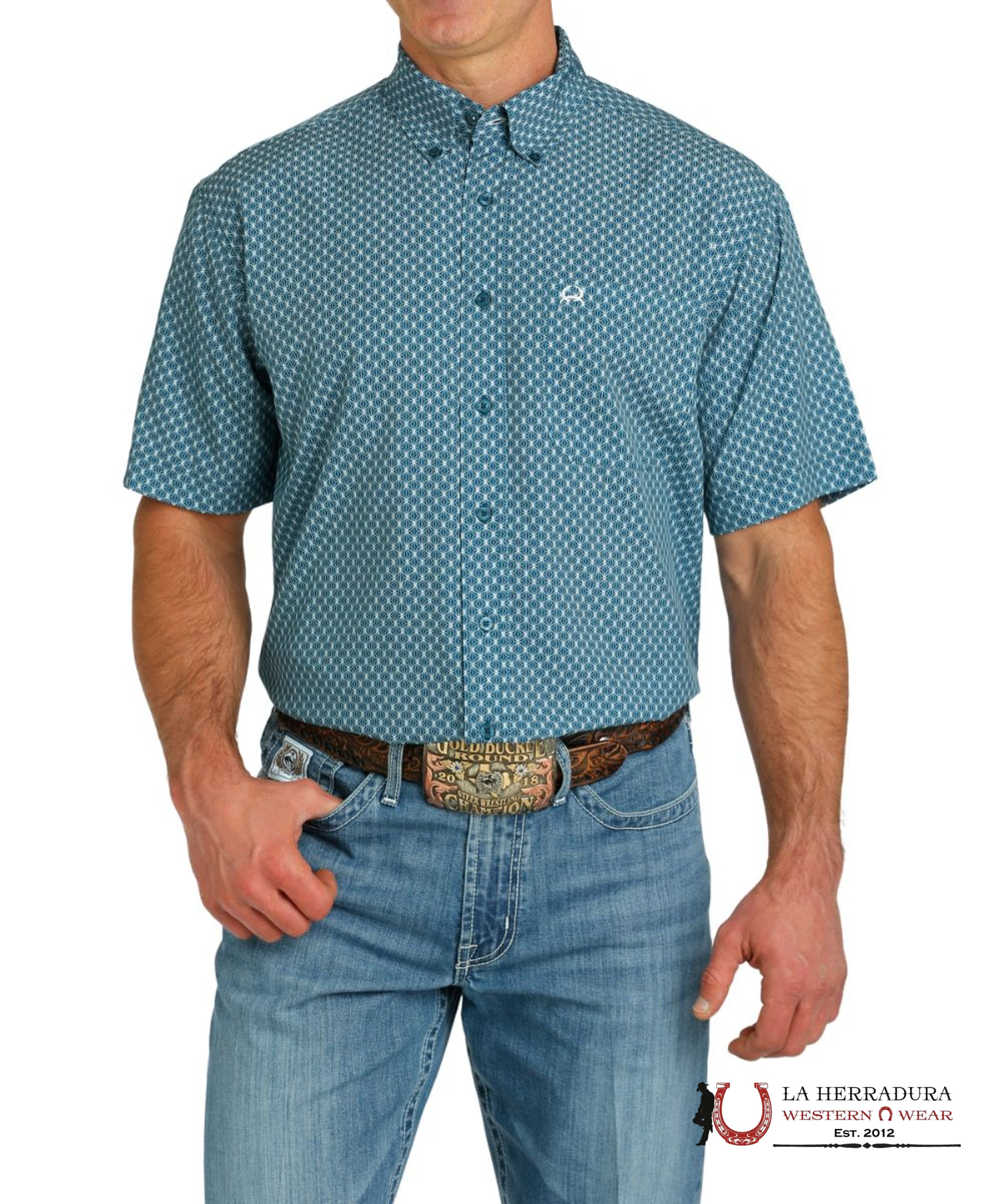 CINCH MEN’S ROOSTER PRINT BUTTON DOWN WESTERN SHIRT TEA MTW1704139 ROPA HOMBRES