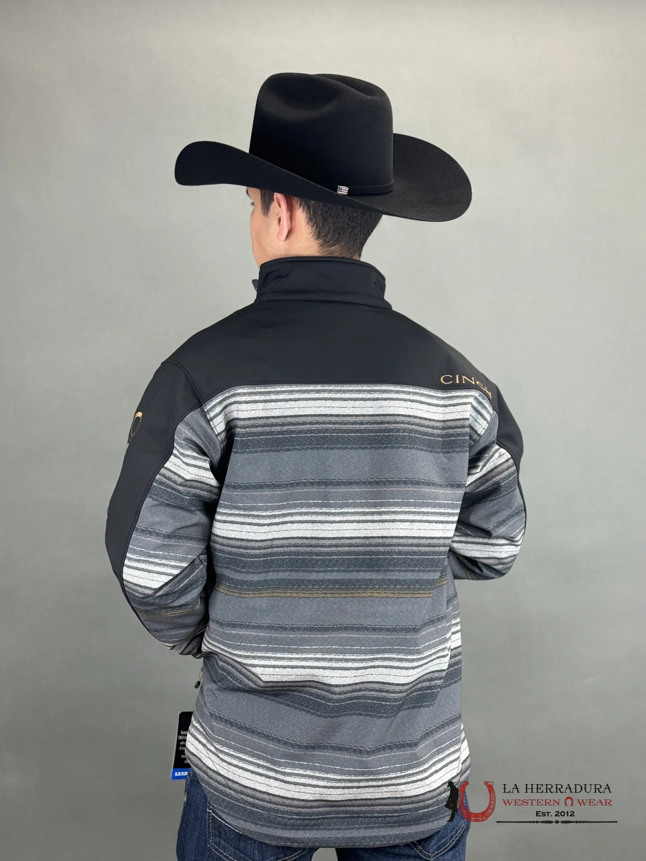 Cinch Mens Southwestern Bonded Jacket Black/Grey Rayas Ropa Hombres