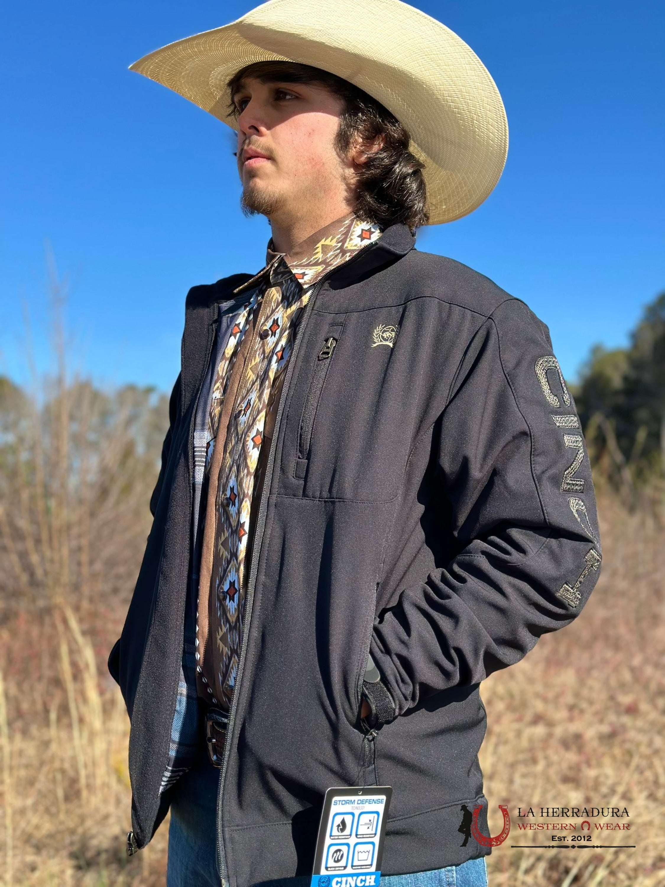 Cinch Mens Southwestern Bonded Jacket Black Logo Ropa Hombres