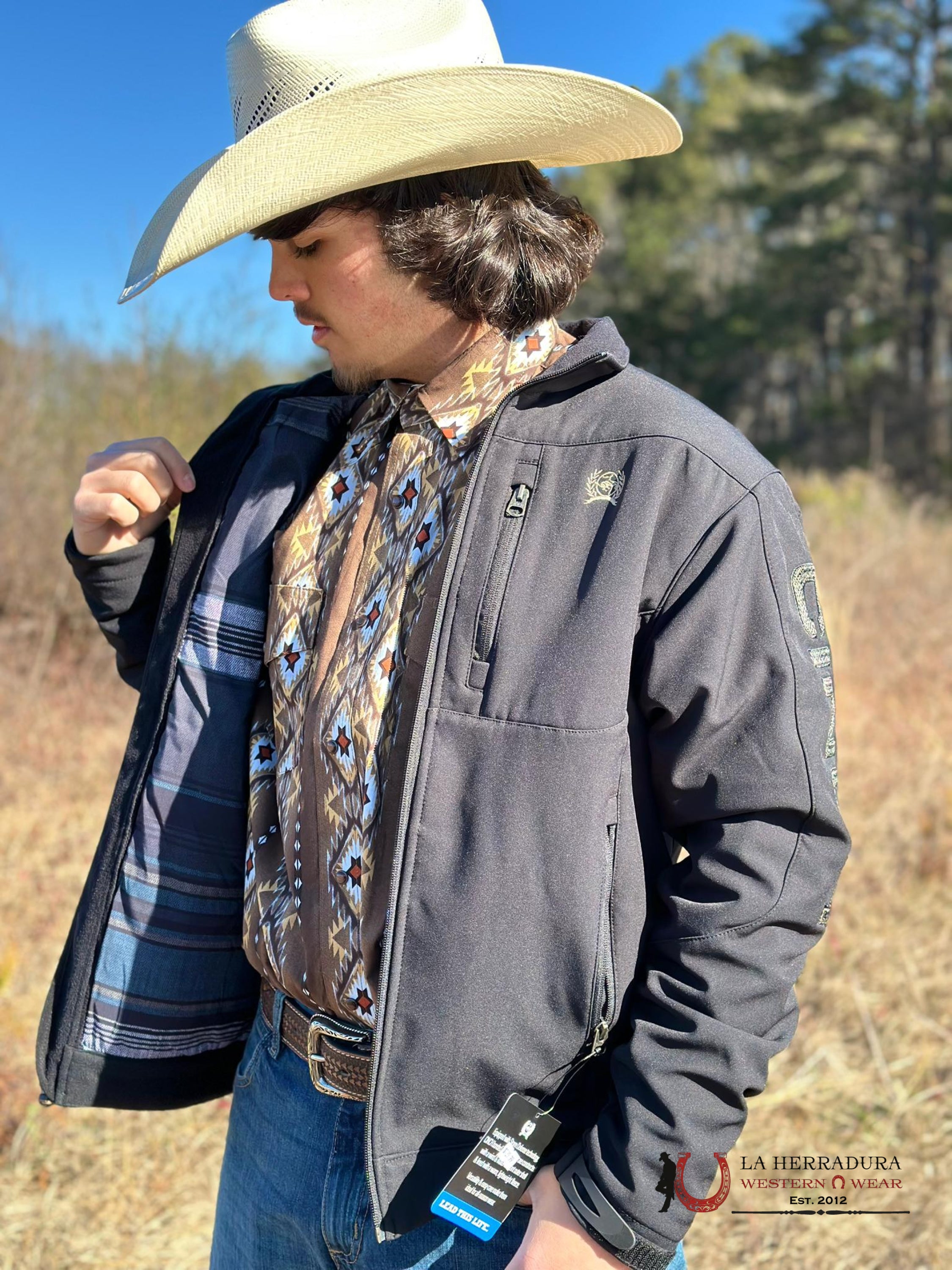 Cinch Mens Southwestern Bonded Jacket Black Logo Ropa Hombres