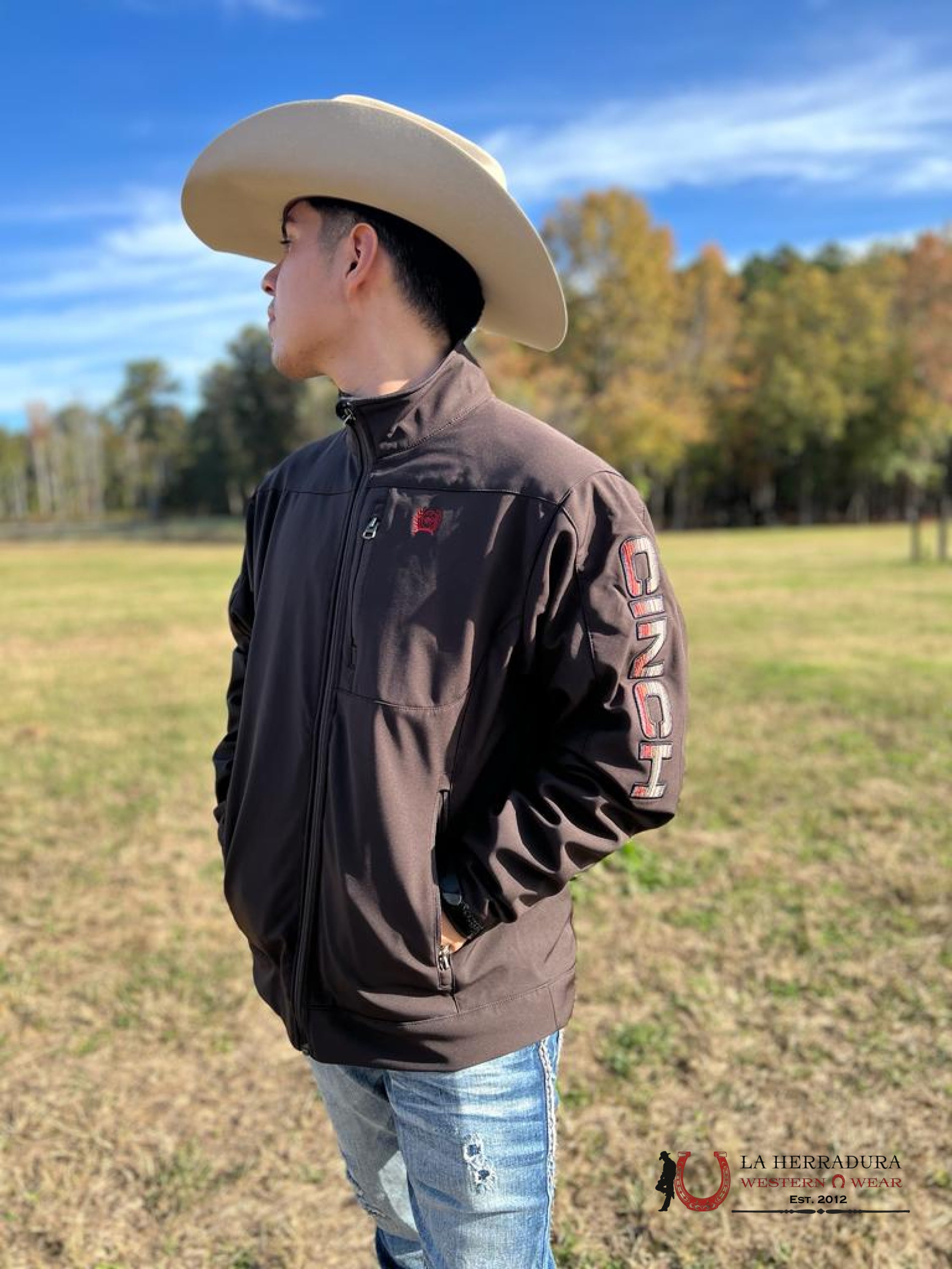 Cinch Mens Southwestern Bonded Jacket Brown Logo Aztec Ropa Hombres