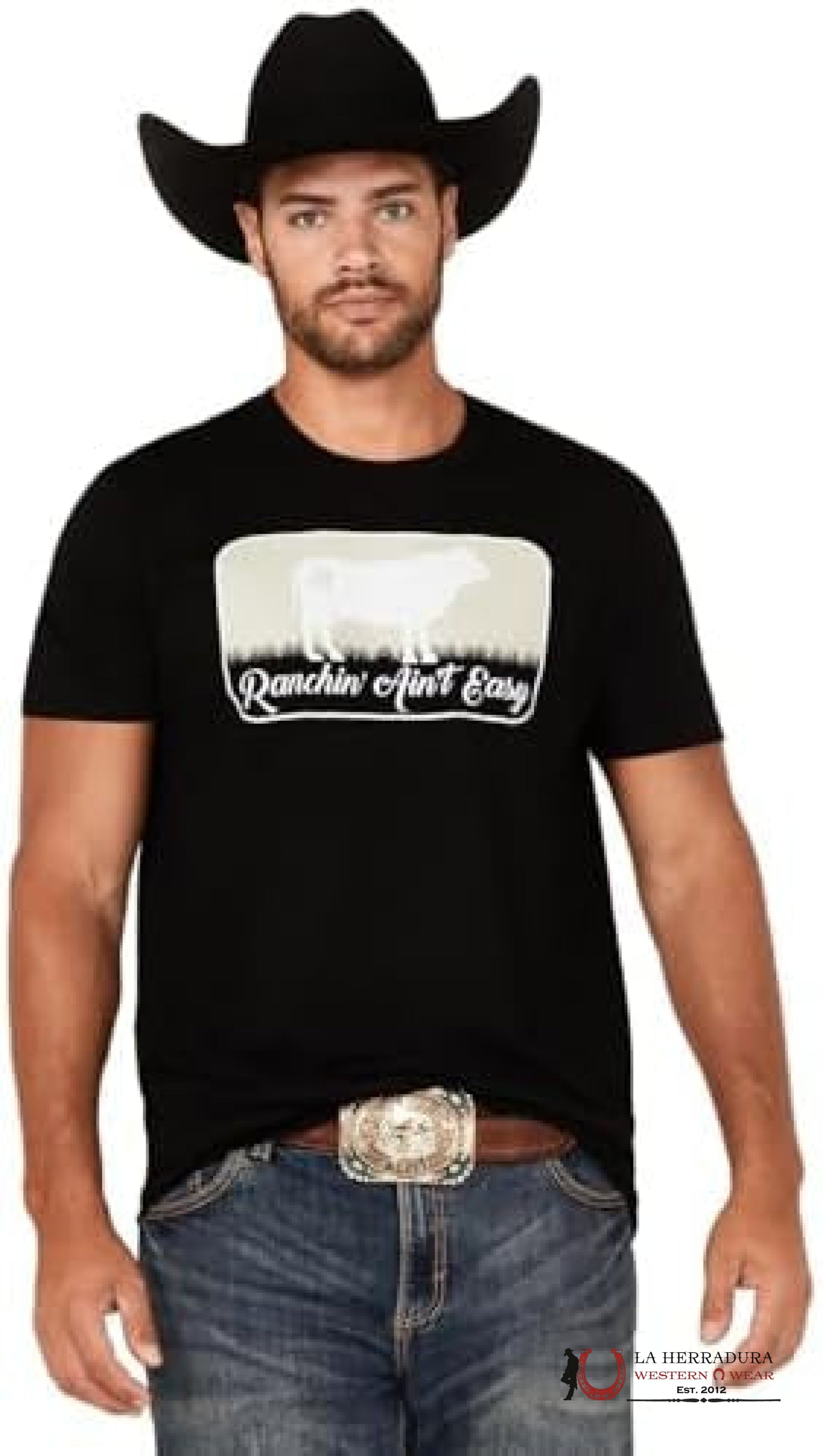 CINCH MENS TSHIRT - BLACK RANCH AINT EASY MTT1690633 ROPA HOMBRES
