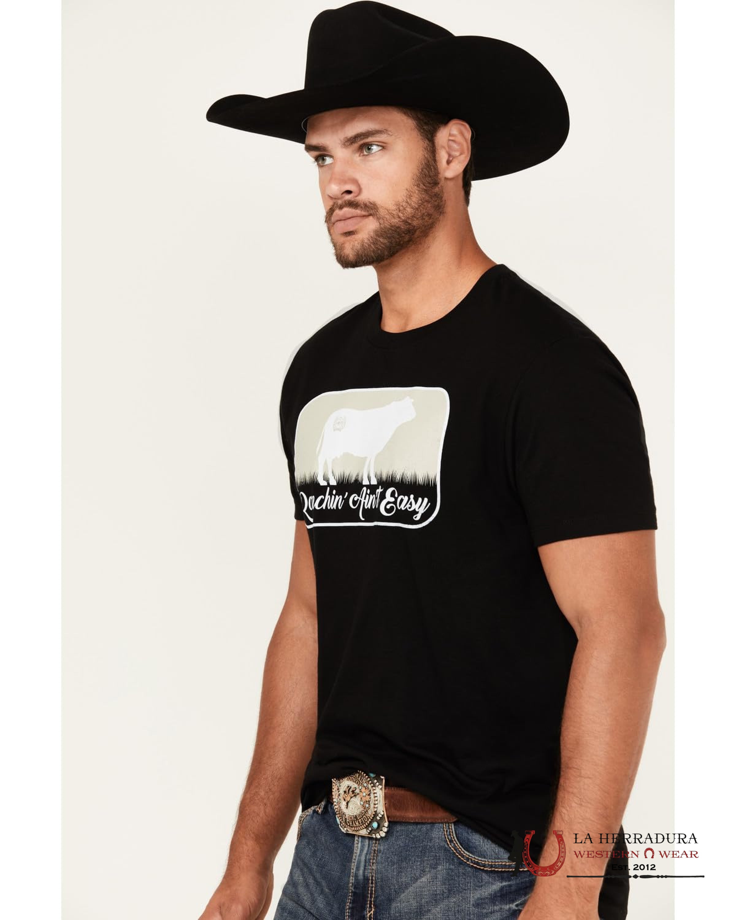 CINCH MENS TSHIRT - BLACK RANCH AINT EASY MTT1690633 ROPA HOMBRES