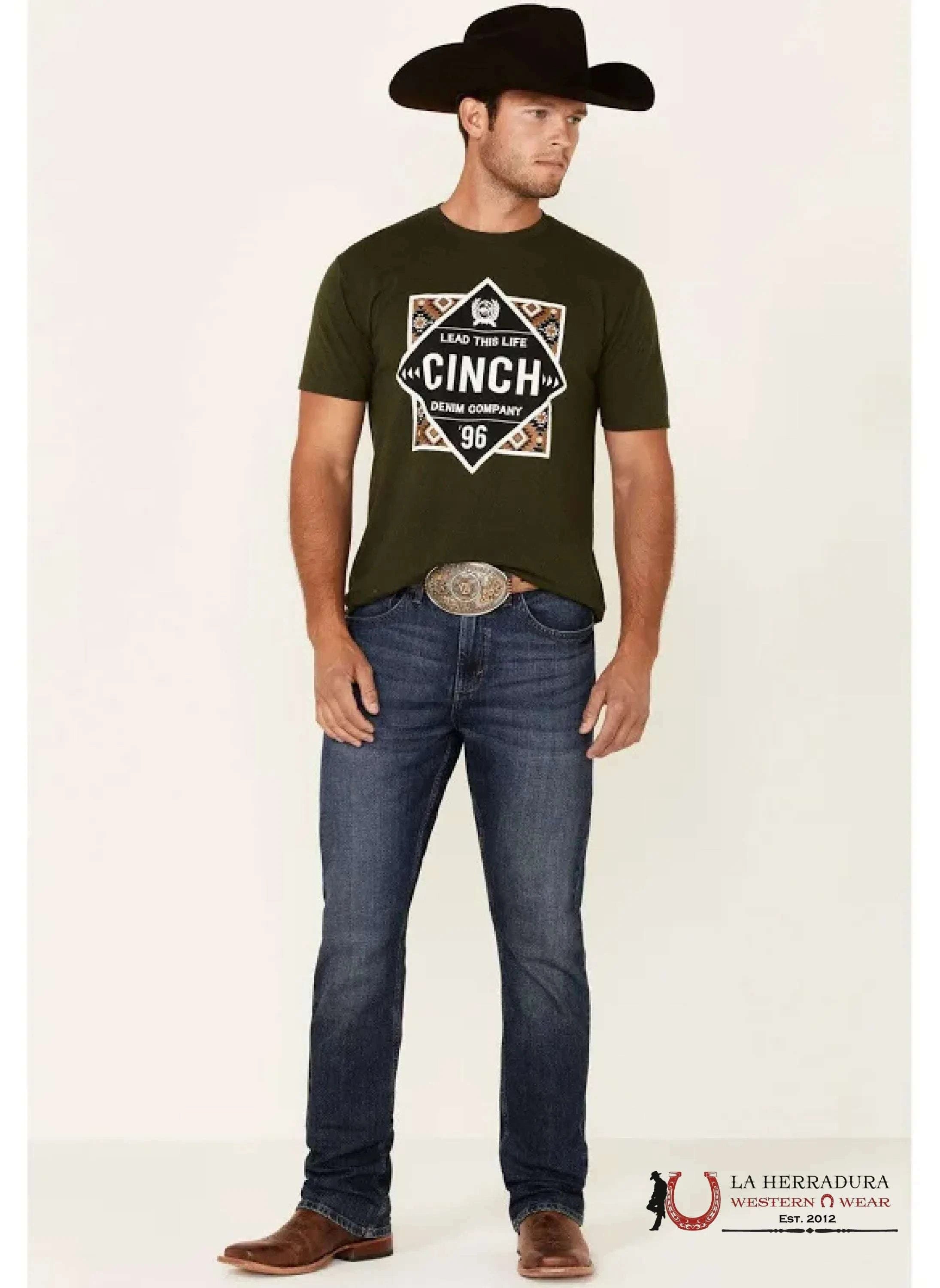 CINCH MENS TSHIRT - GREEN BROWN AZTEC MTT1690501 ROPA HOMBRES