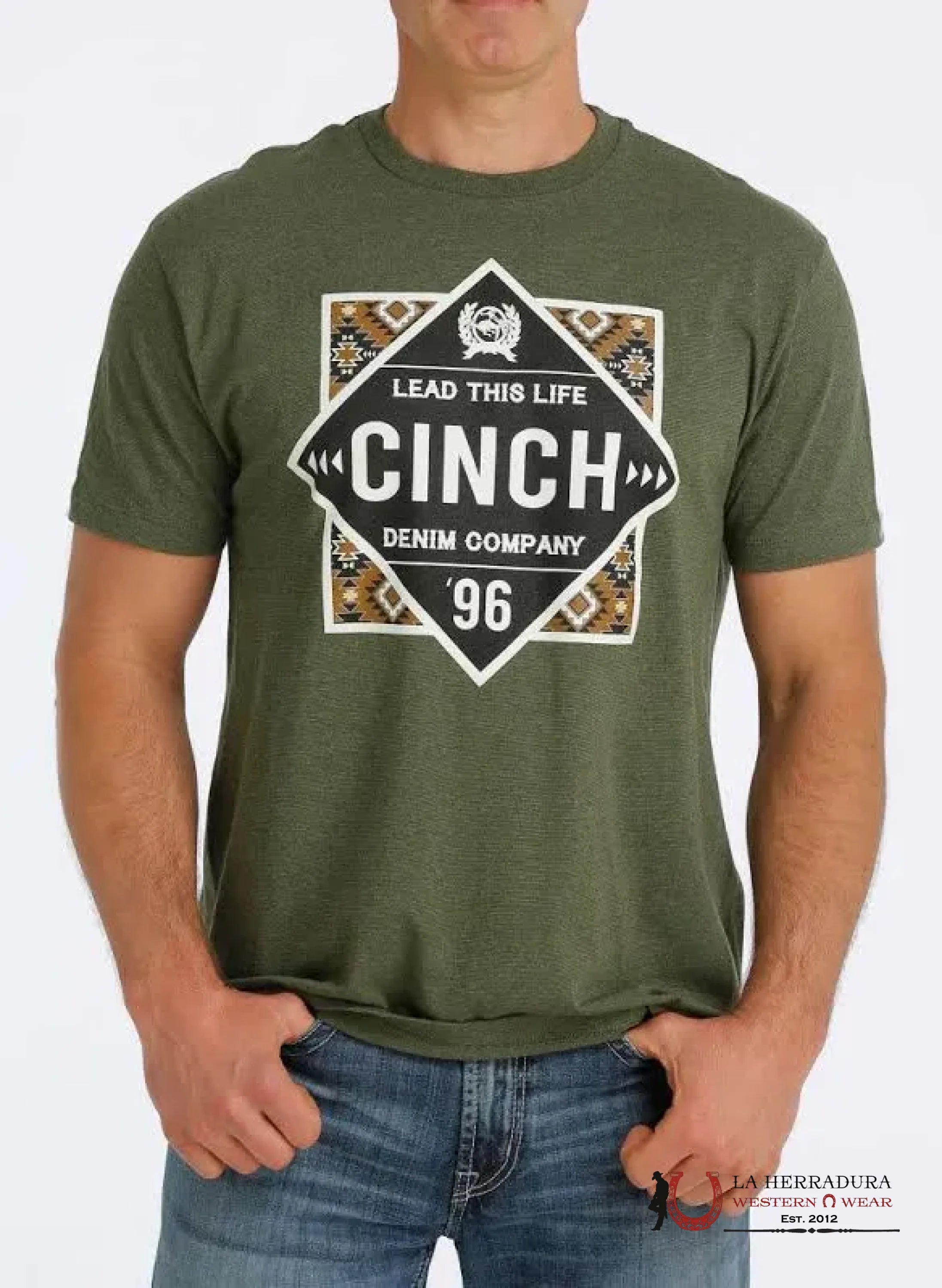 CINCH MENS TSHIRT - GREEN BROWN AZTEC MTT1690501 ROPA HOMBRES