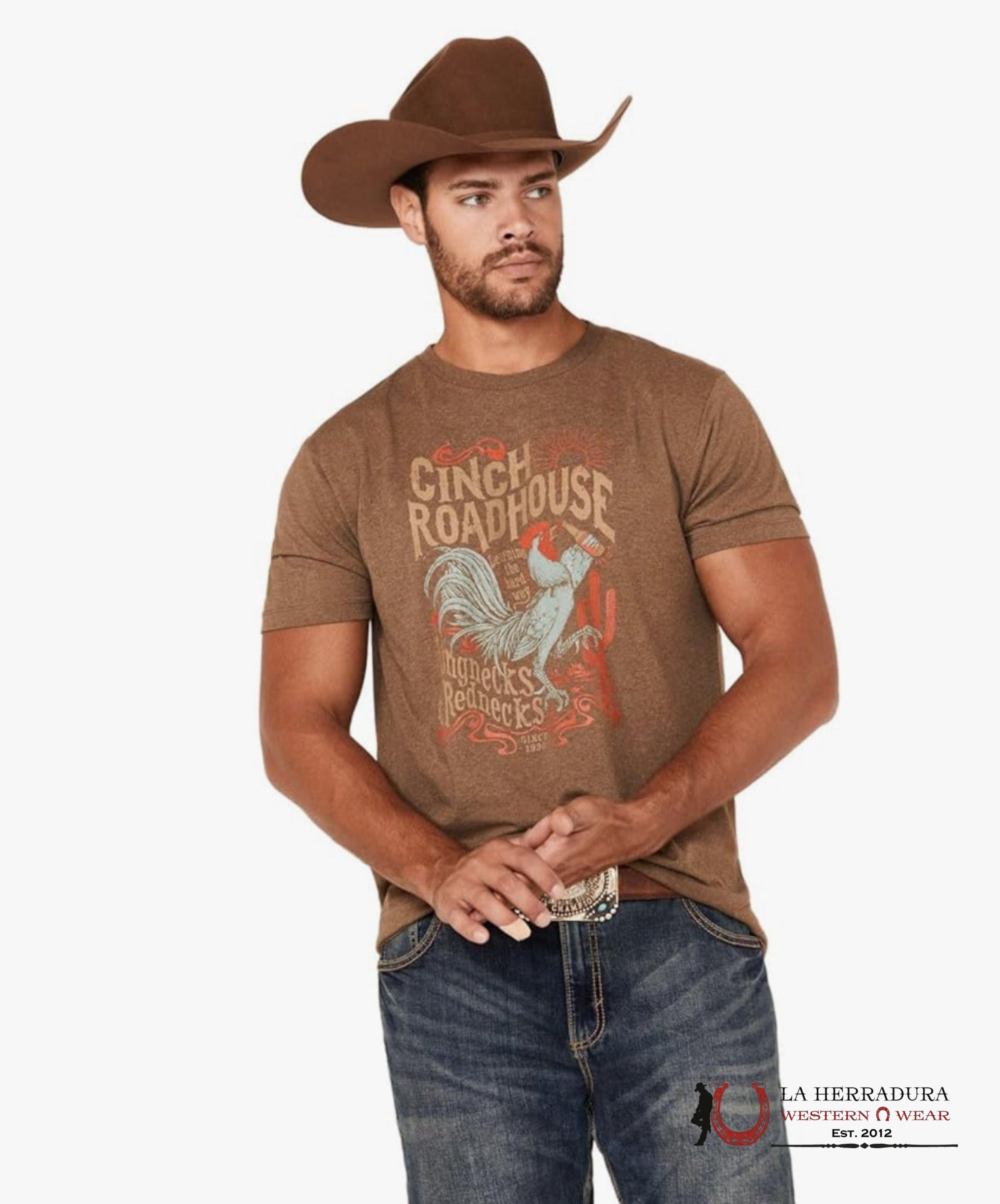 CINCH MENS TSHIRT -ROADHOUSE BROWN MTT1690638 ROPA HOMBRES