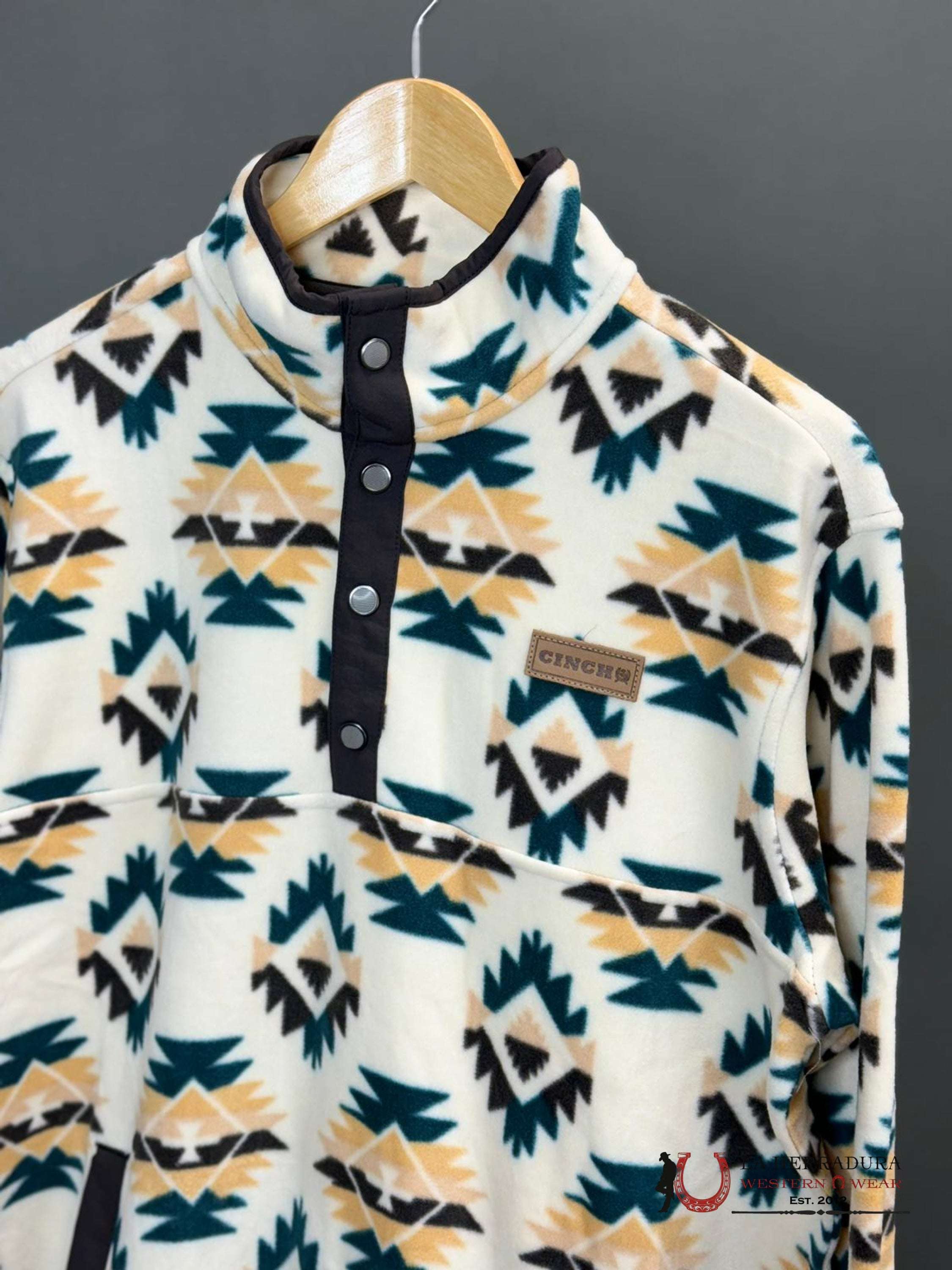 Cinch Mens White Aztec Pull Over Ropa Hombres