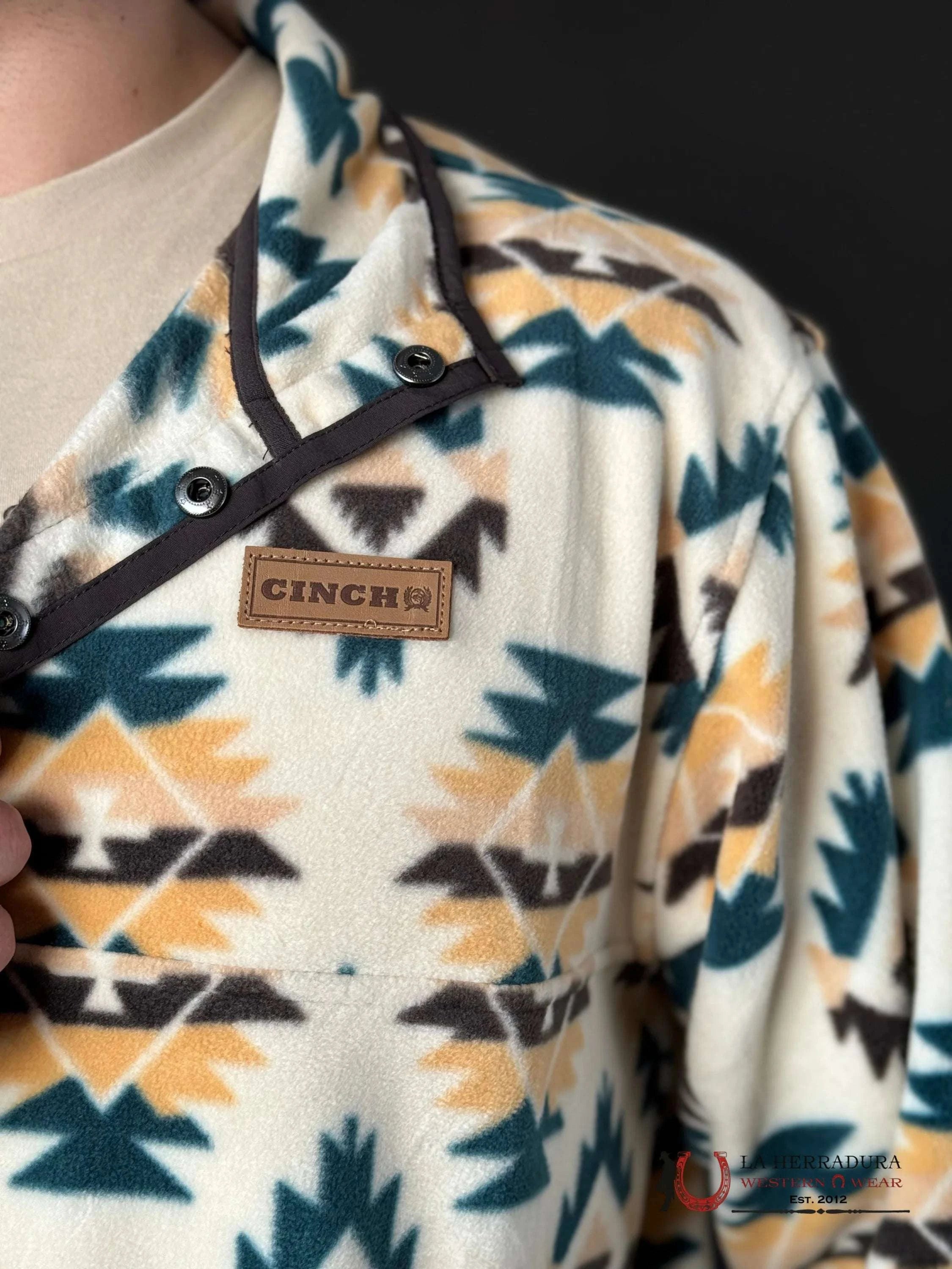 Cinch Mens White Aztec Pull Over Ropa Hombres