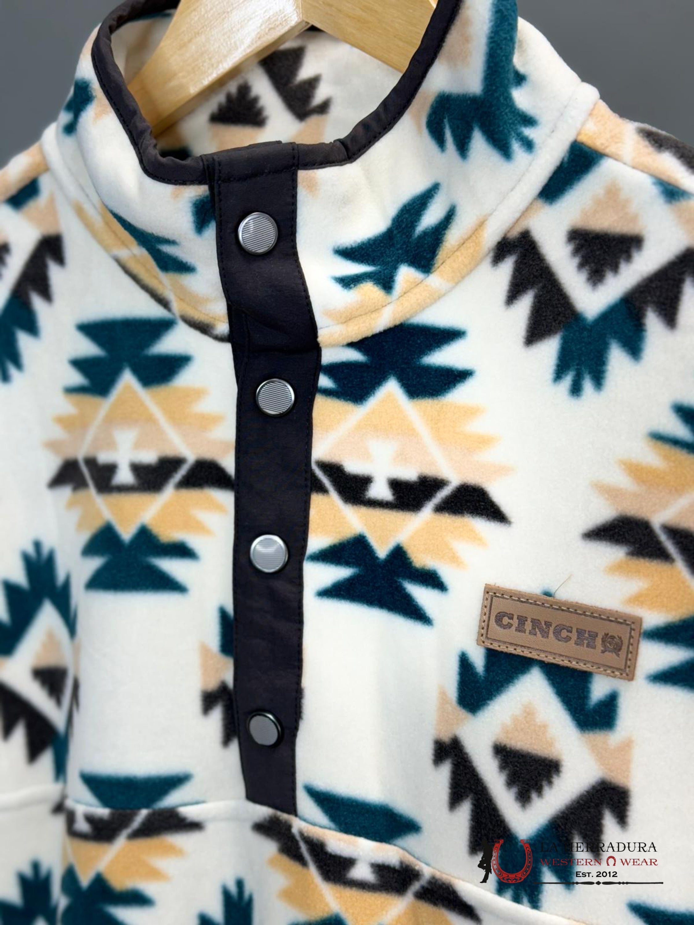 Cinch Mens White Aztec Pull Over Ropa Hombres