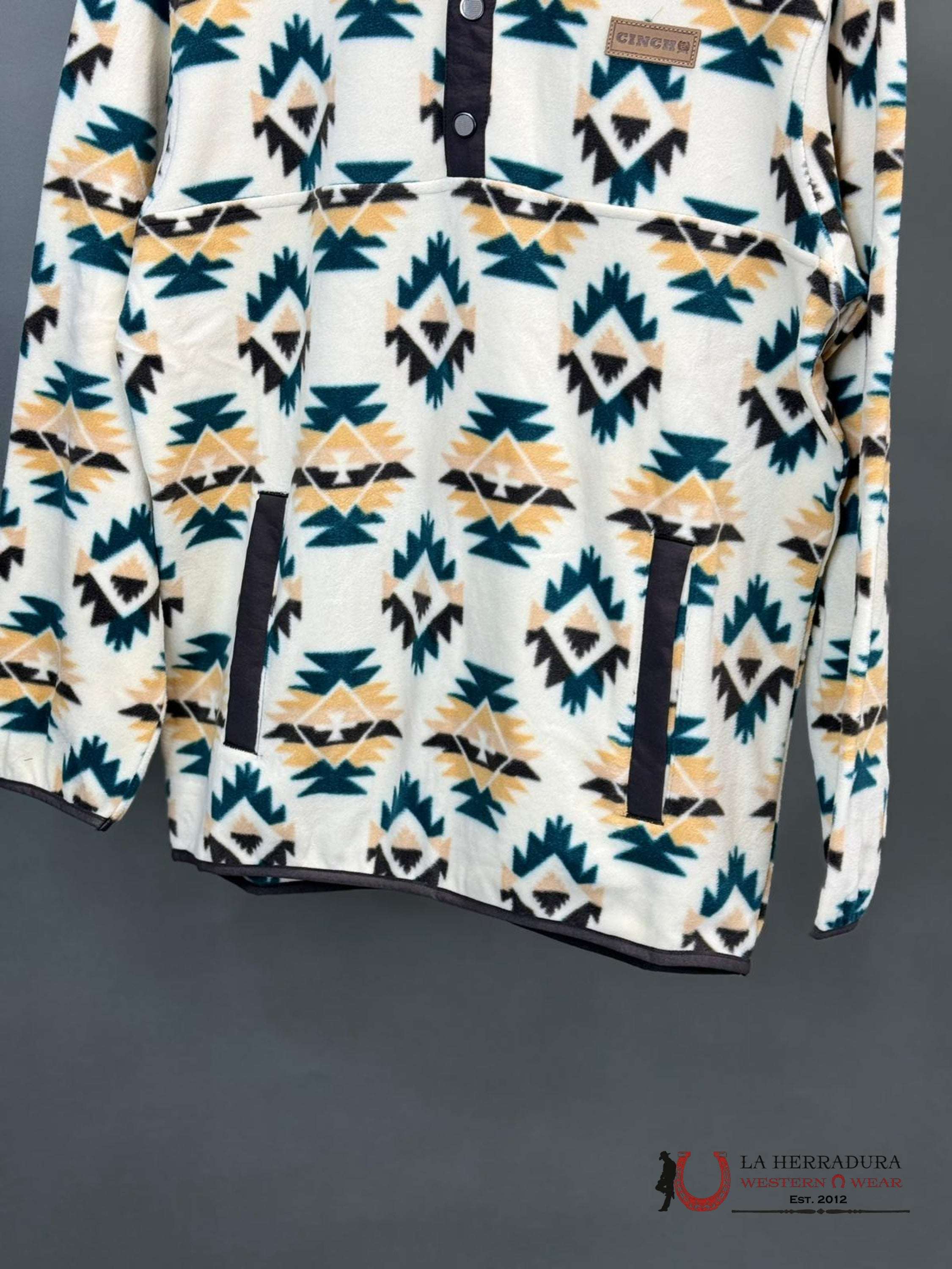 Cinch Mens White Aztec Pull Over Ropa Hombres