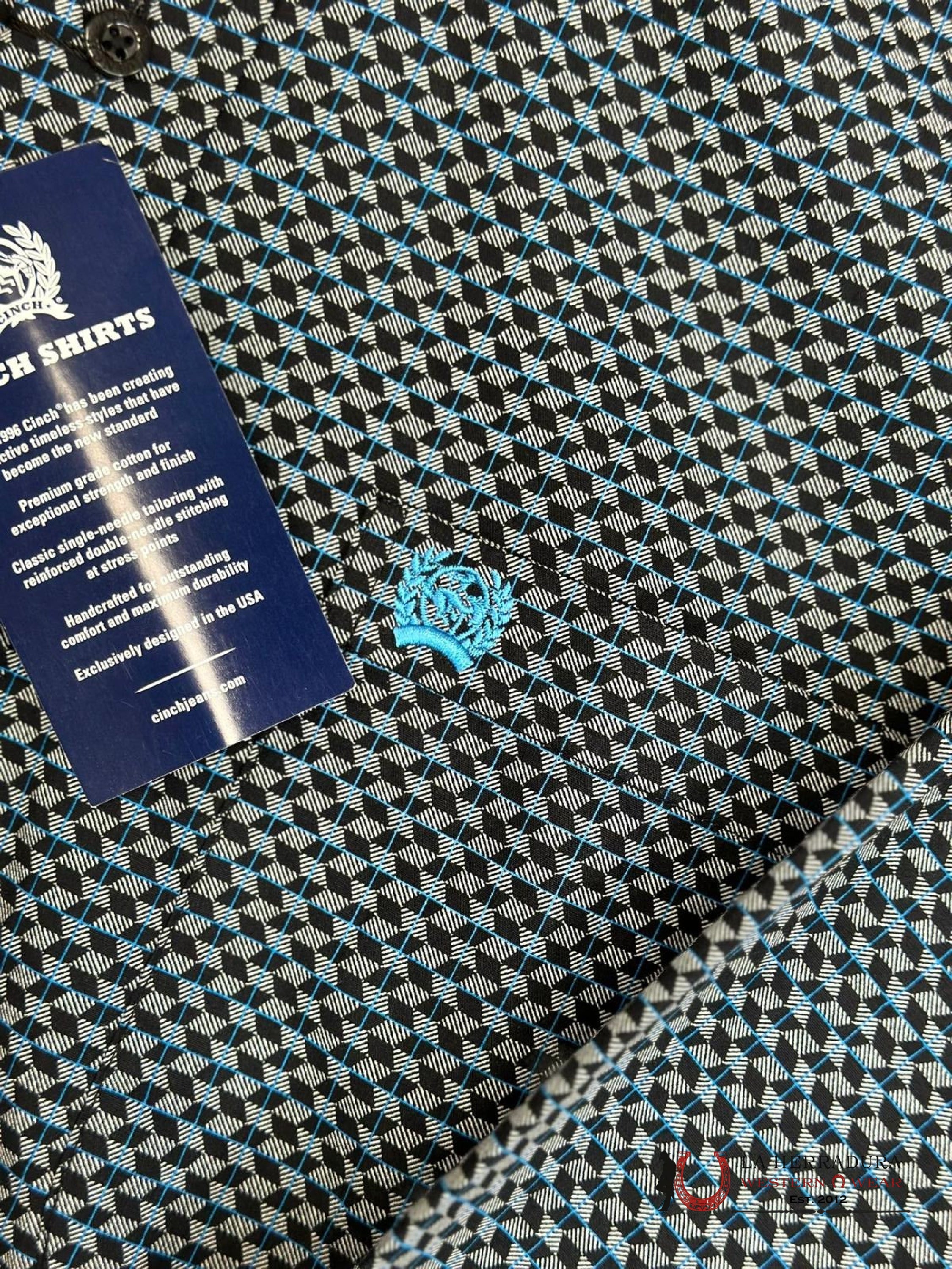 Cinch Navy Blue Patterned Long Sleeve Button Up Ropa Hombres