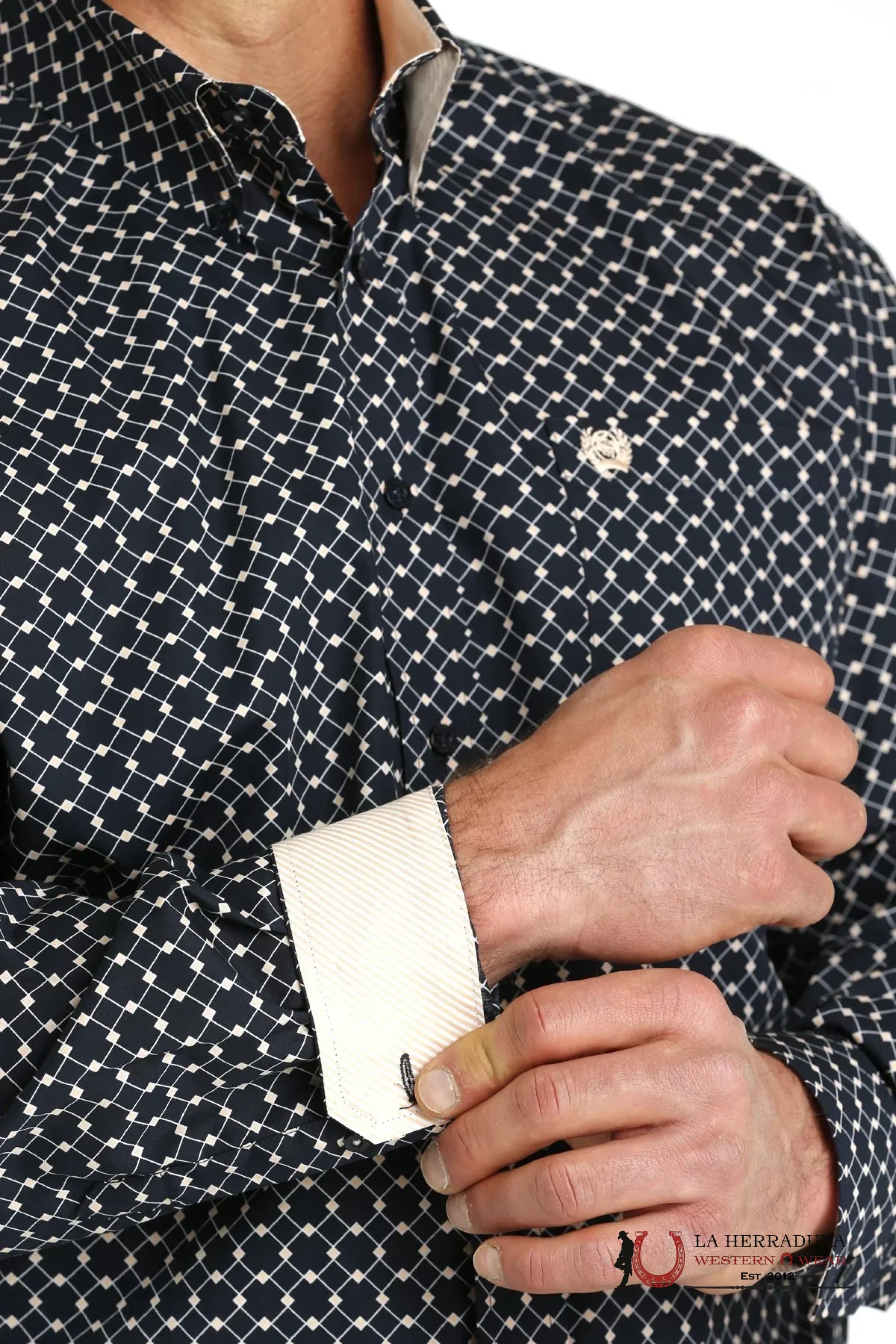 CINCH NAVY SQUARE LONG SLEEVE SHIRT MTW1105773 ROPA HOMBRES