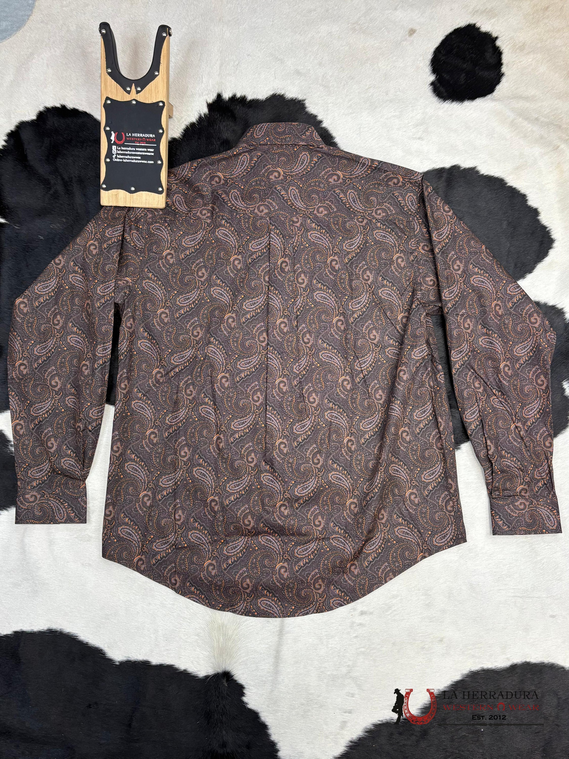 Cinch Paisley Print Button-Down Western Shirt - Brown Ropa Hombres