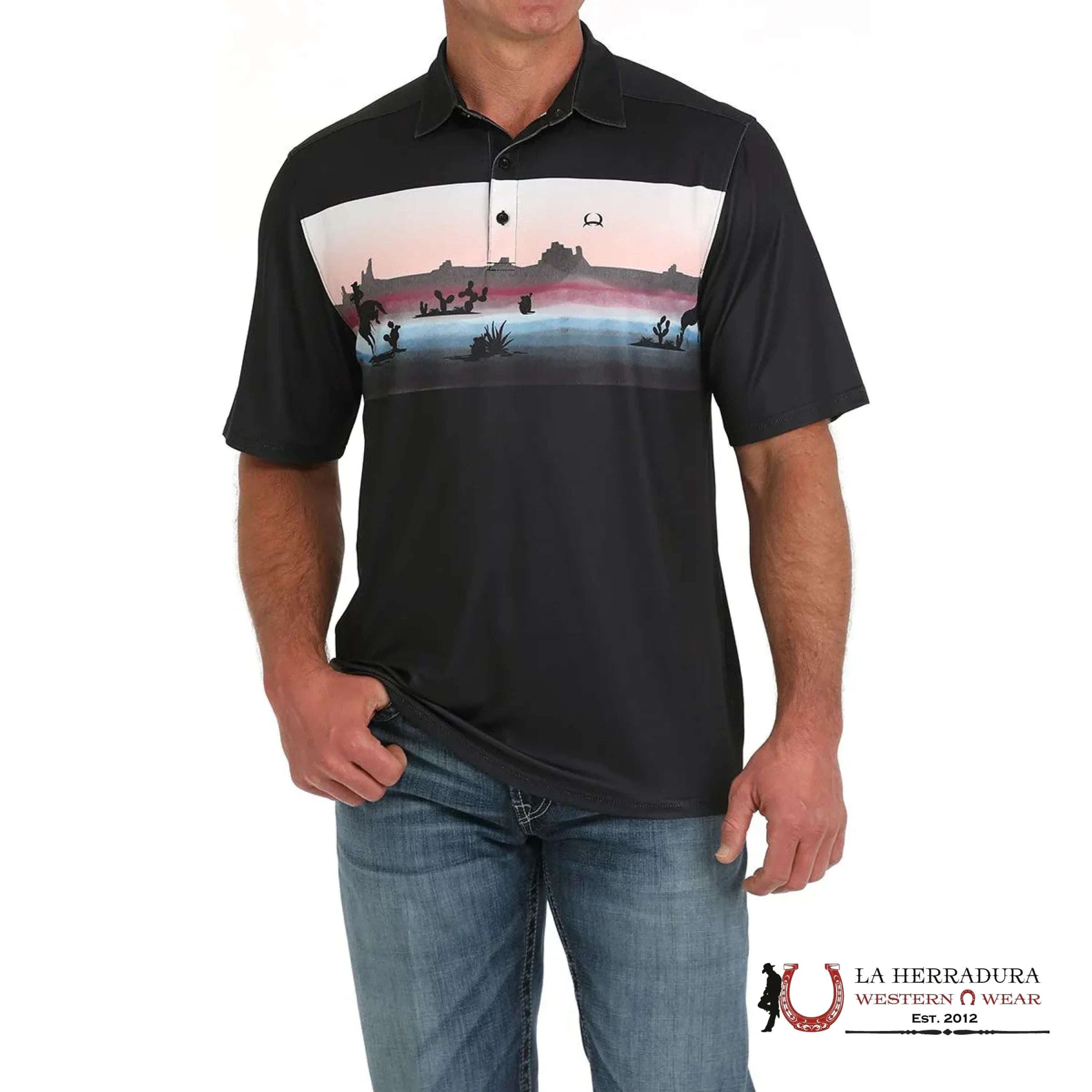 CINCH POLO BLACK SHORT SLEEVE SHIRT MTK1863044 ROPA HOMBRES