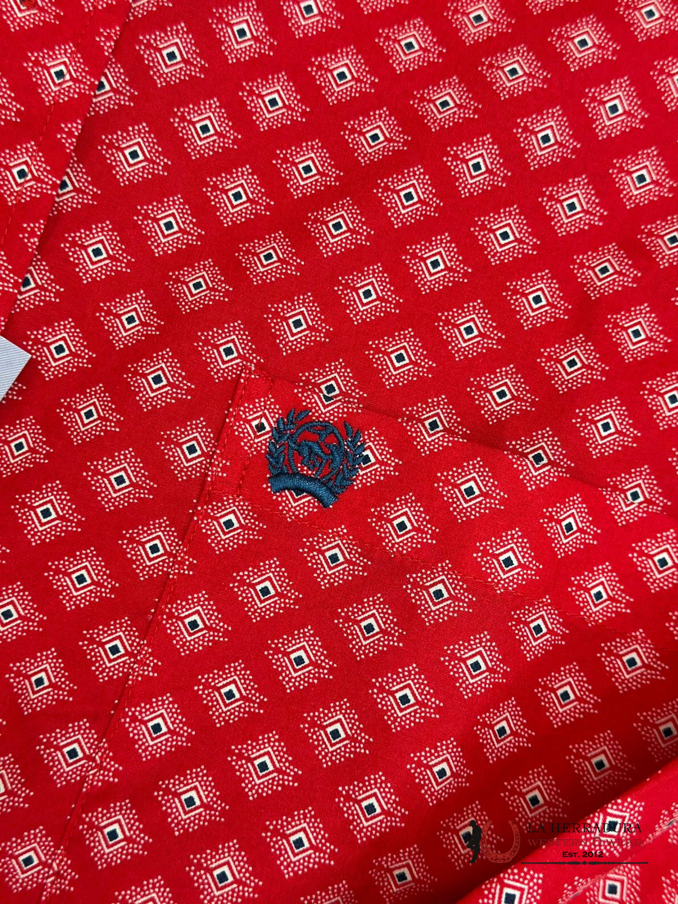 Cinch Red Patterned Long Sleeve Button Up Ropa Hombres