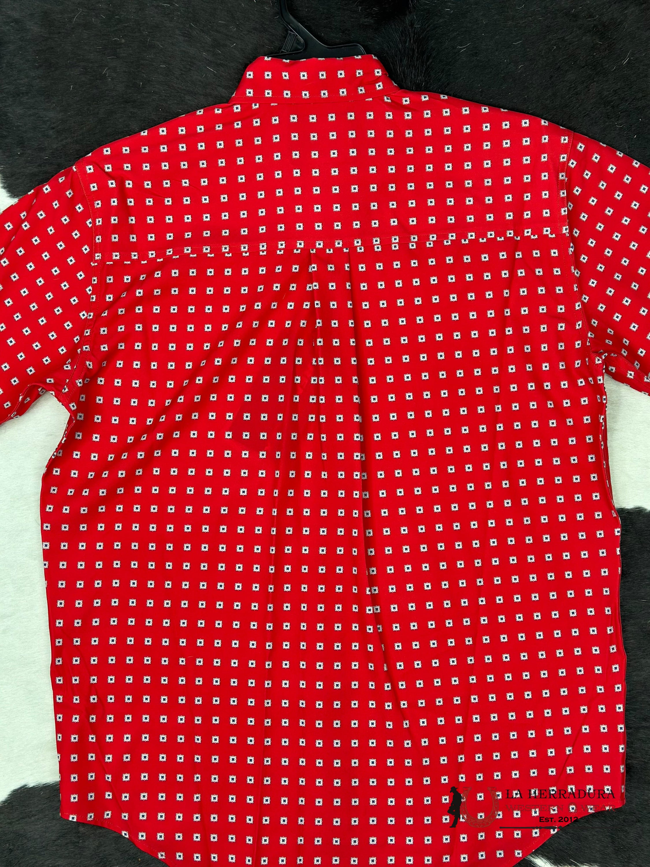 Cinch Red Print Button Up Short Sleeve Ropa Hombres