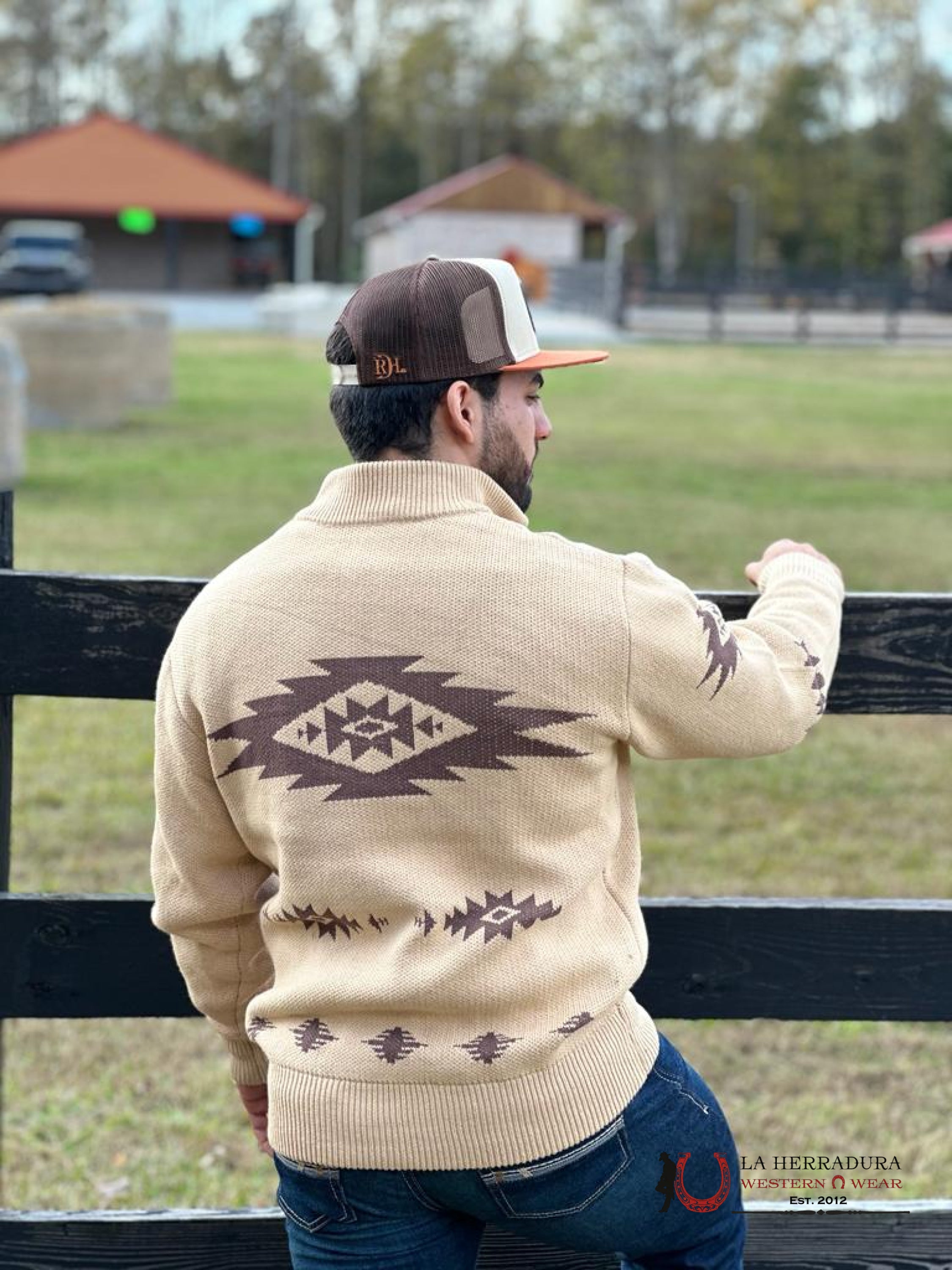 Cinch Retro Pullover Sweater Beige Aztec Ropa Hombres