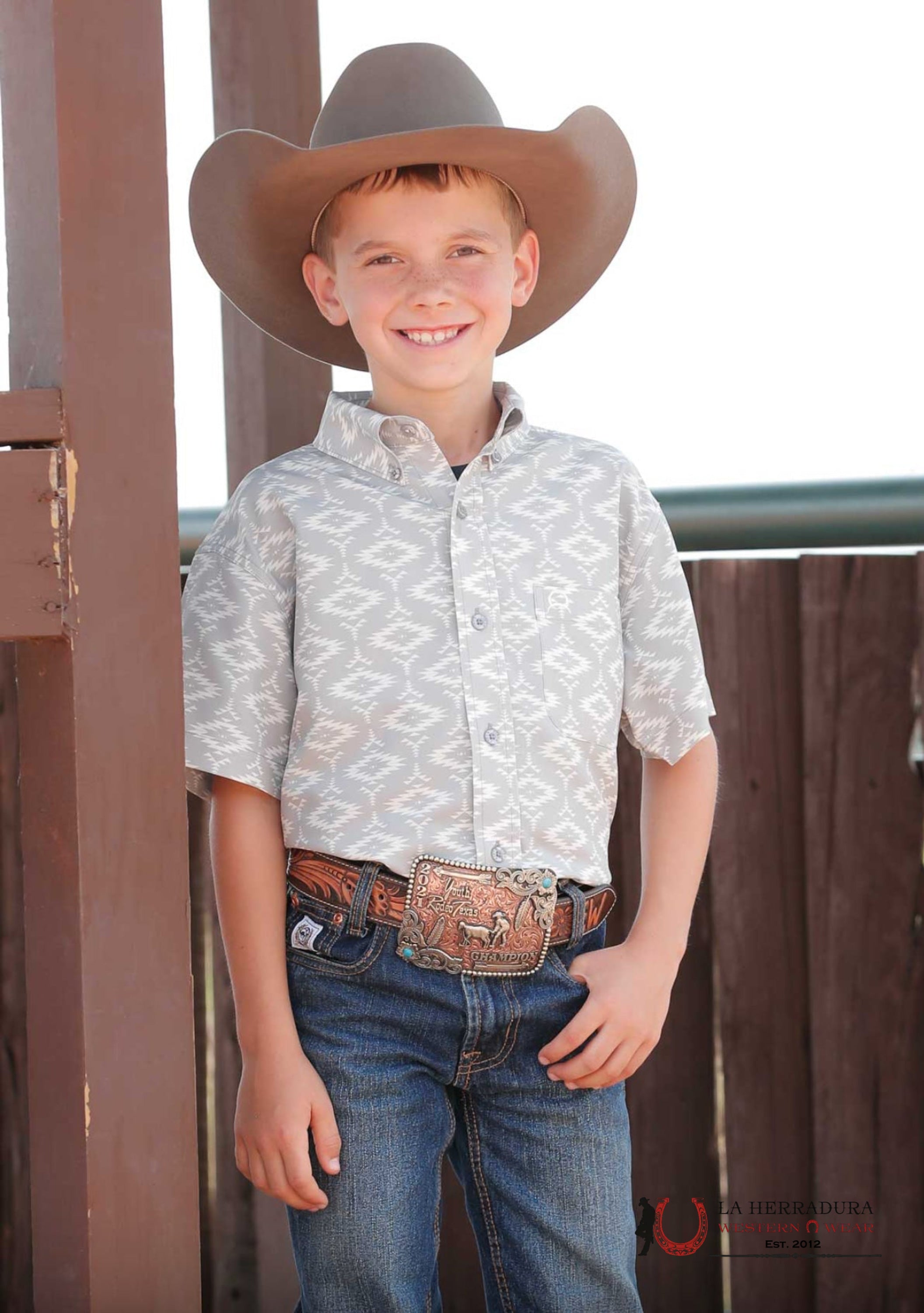 CINCH SHORT SLEEVE KIDS GREY AZTEC MTW7140031 NIÑOS