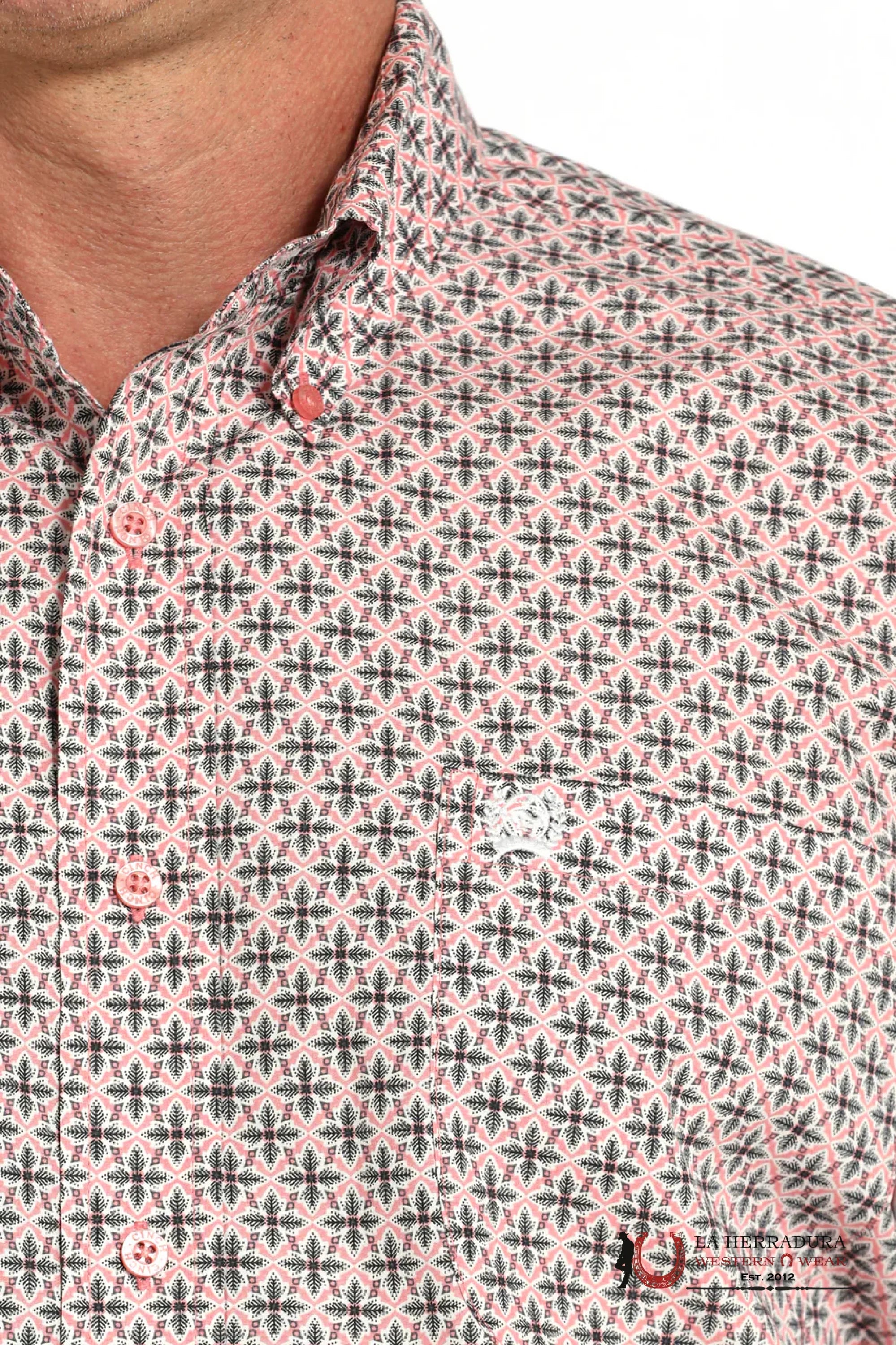 CINCH SHORT SLEEVE PINK GEO PRINT - MENS SHIRT - MTW1111481 ROPA HOMBRES