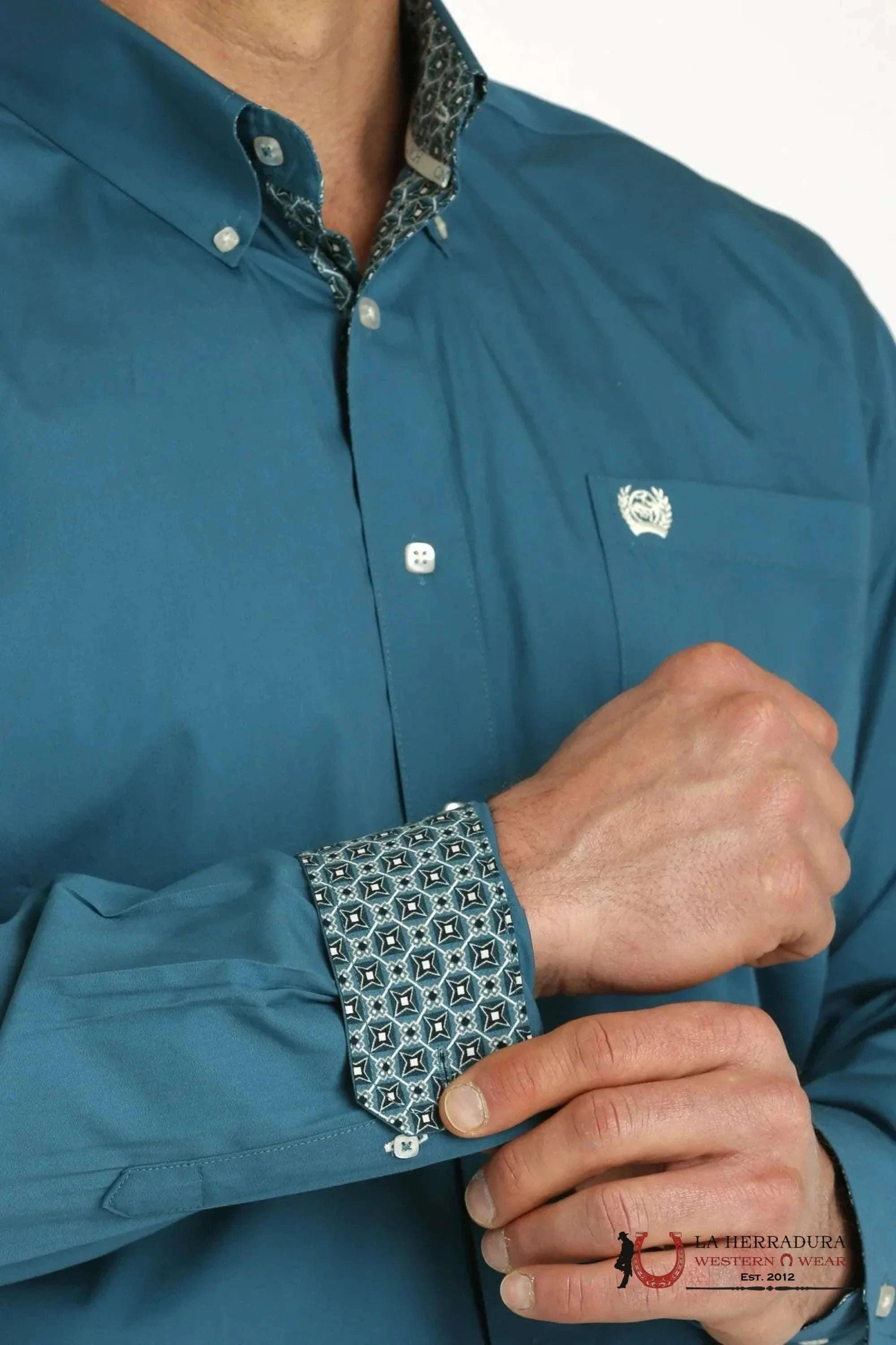 CINCH TEAL LONG SLEEVE SHIRT MTW1105777 ROPA HOMBRES