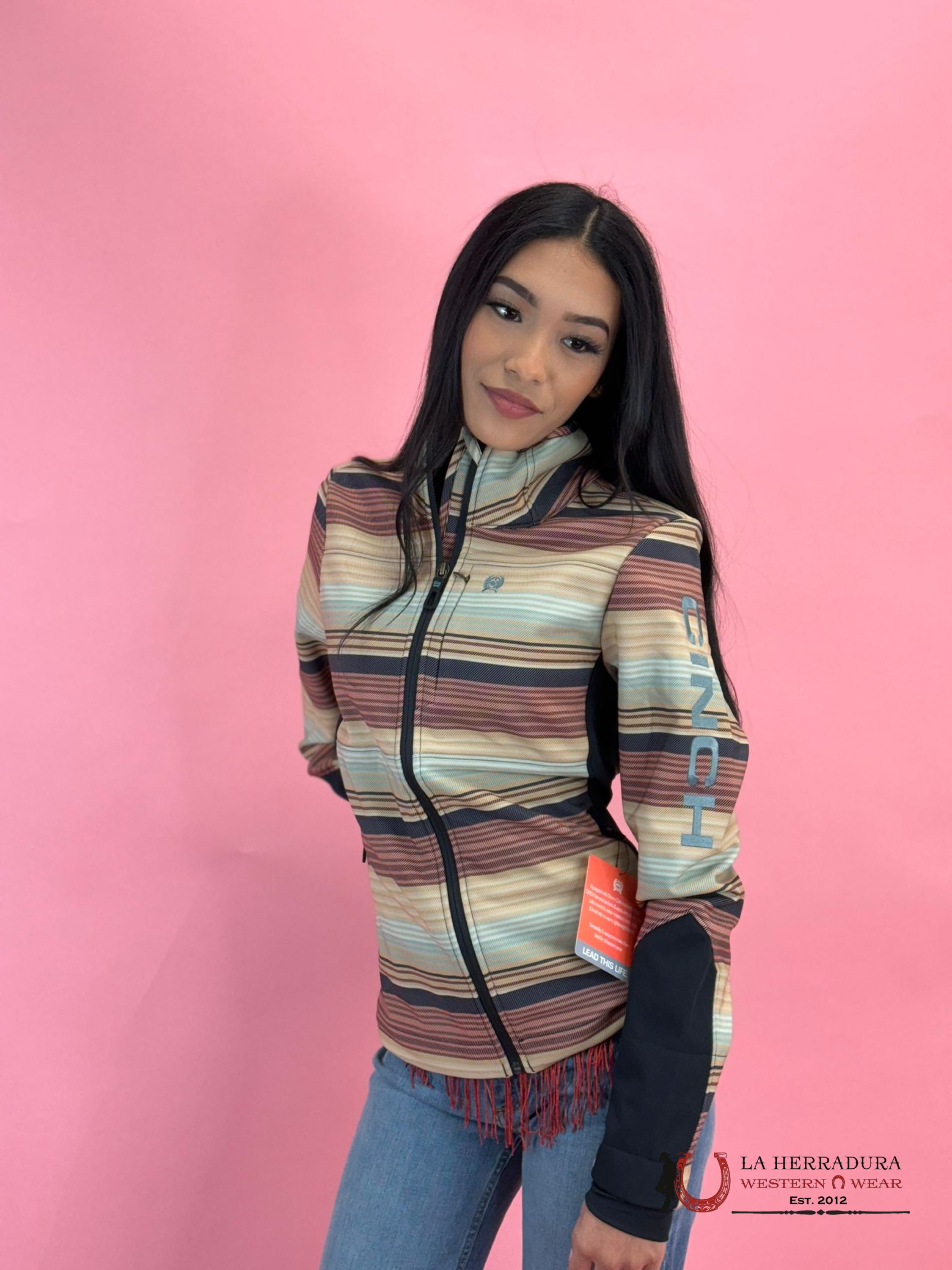 Cinch Womens Jacket Multi Color Stripe Full Zip Ropa Mujeres