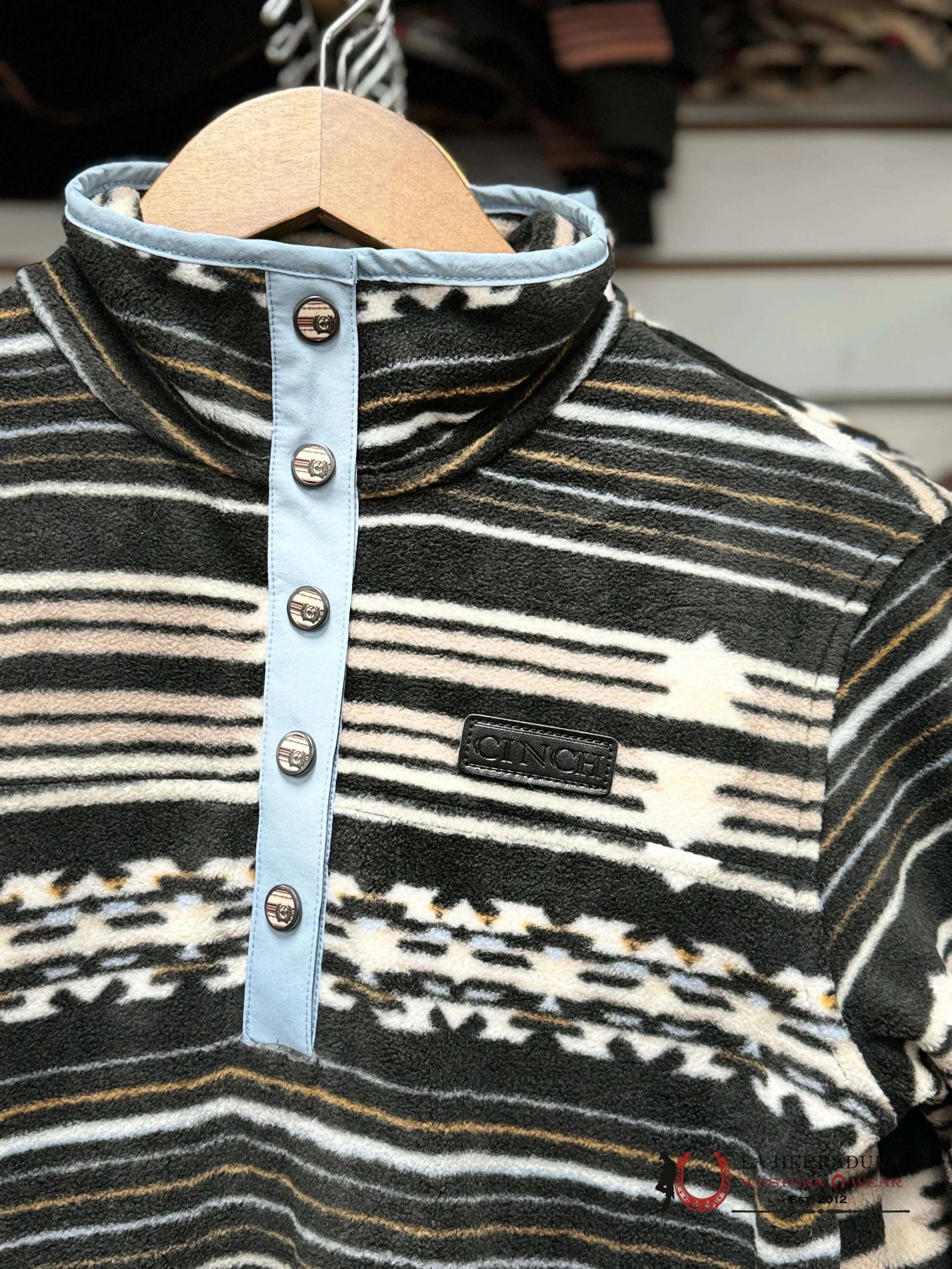 Cinch Womens Pullover Black/White Blue & Aztec Pattern Ropa Mujeres