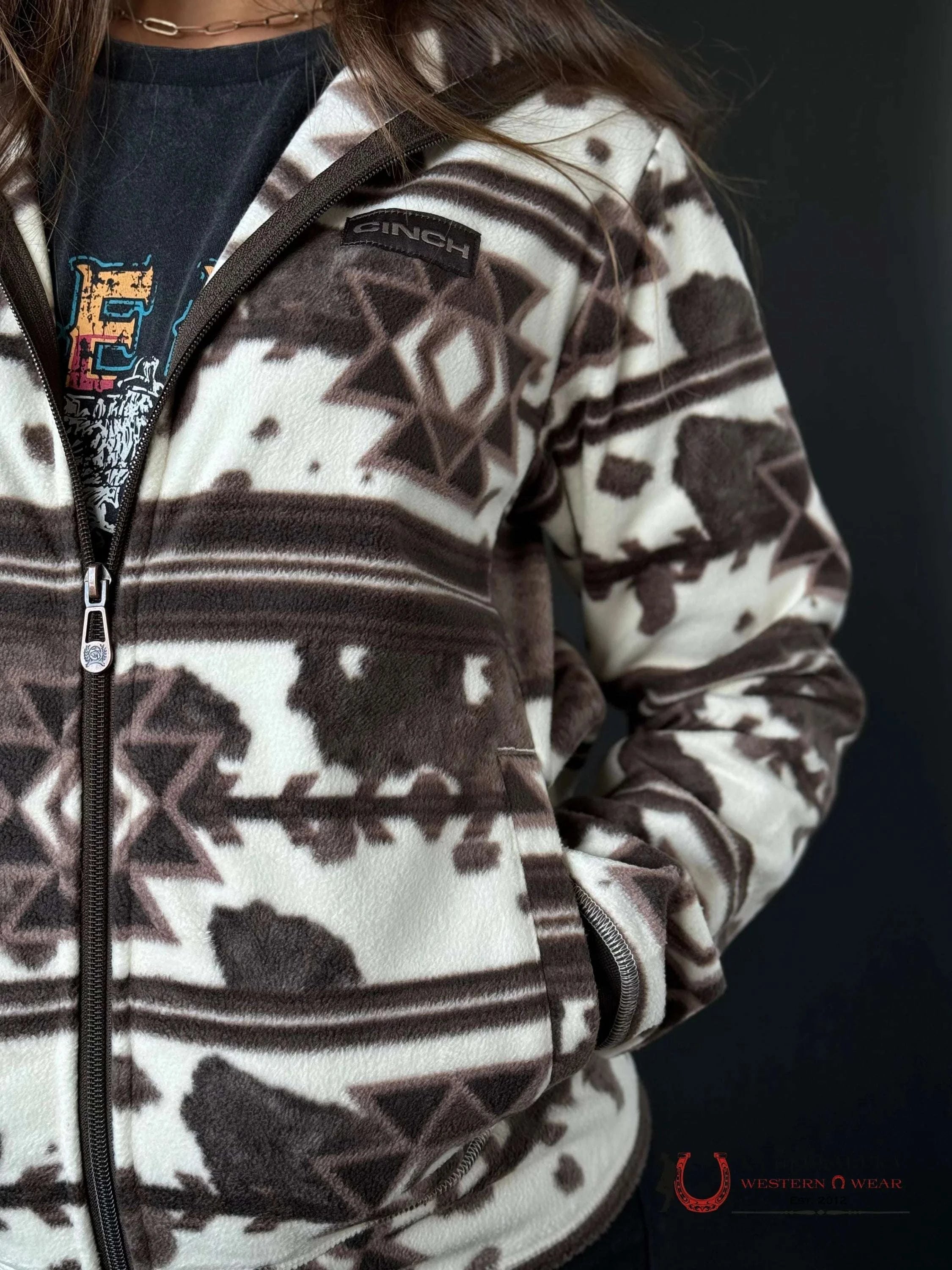 Cinch Womens Pullover Black/White & Aztec Pattern Ropa Mujeres